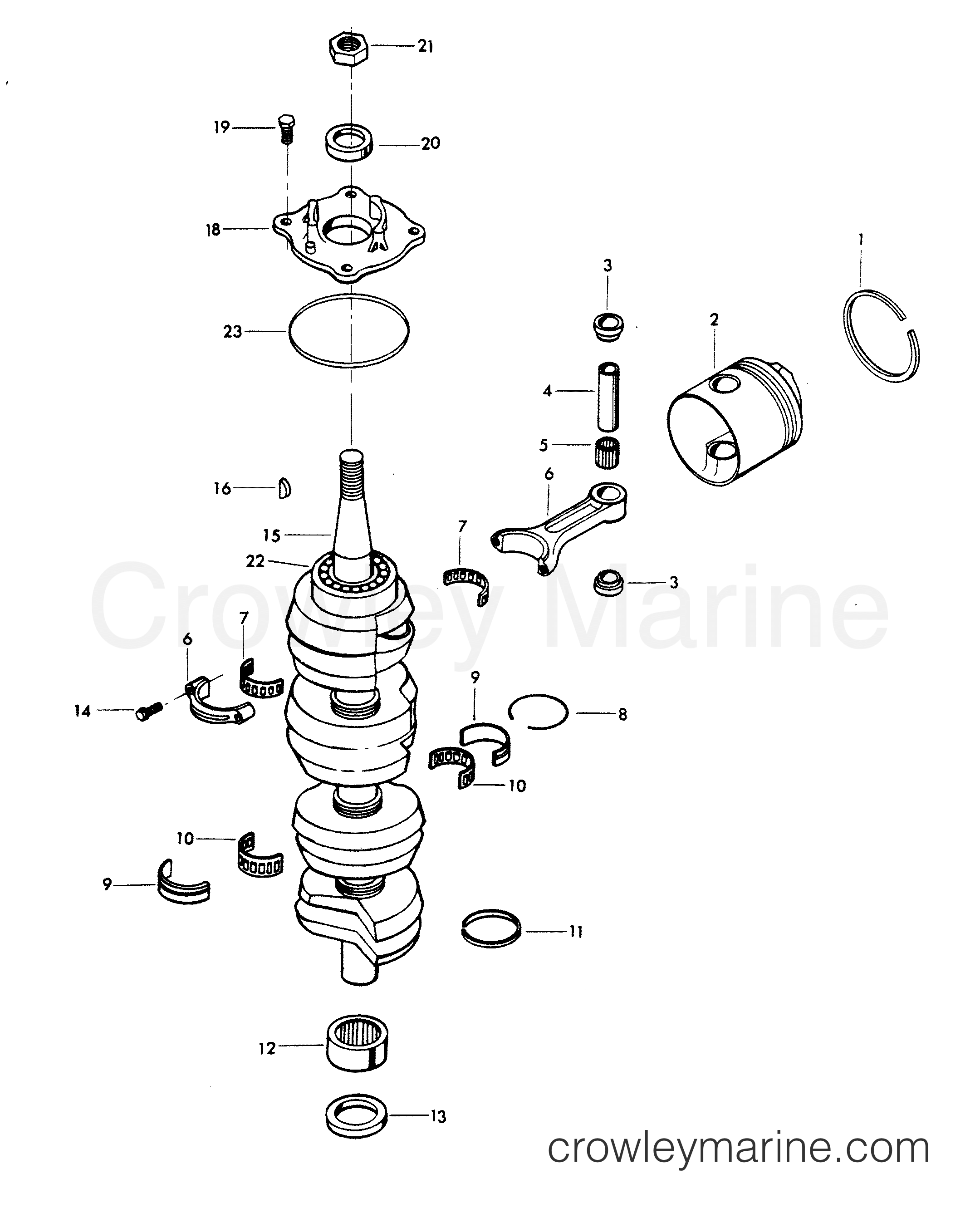 1979 Outboard 140 - H1407B79B - CRANKSHAFT AND PISTON GROUP
