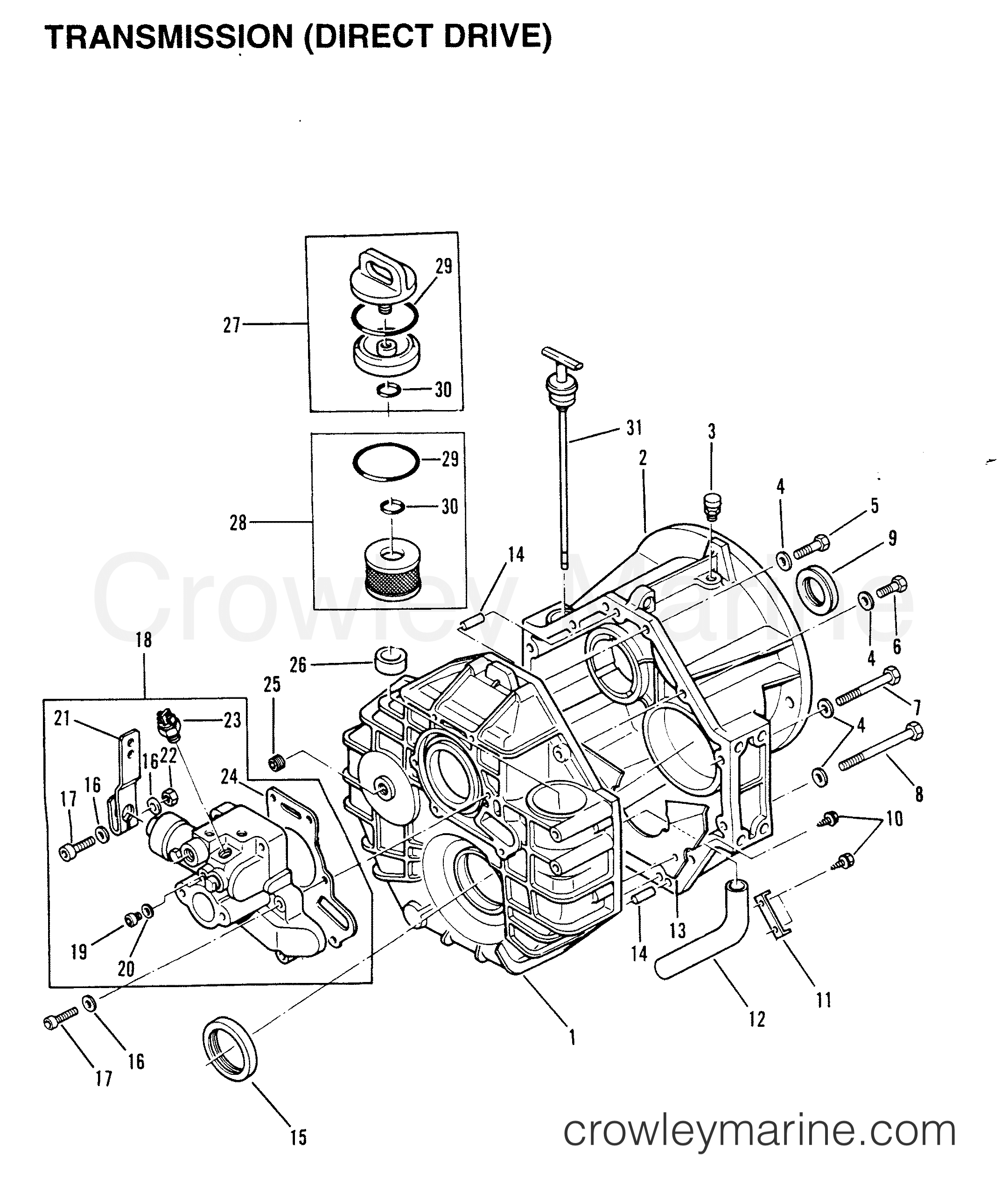 1991 Mercury Inboard Engine 642D - 34232C5DD - TRANSMISSION (DIRECT DRIVE) (INBOARD) section