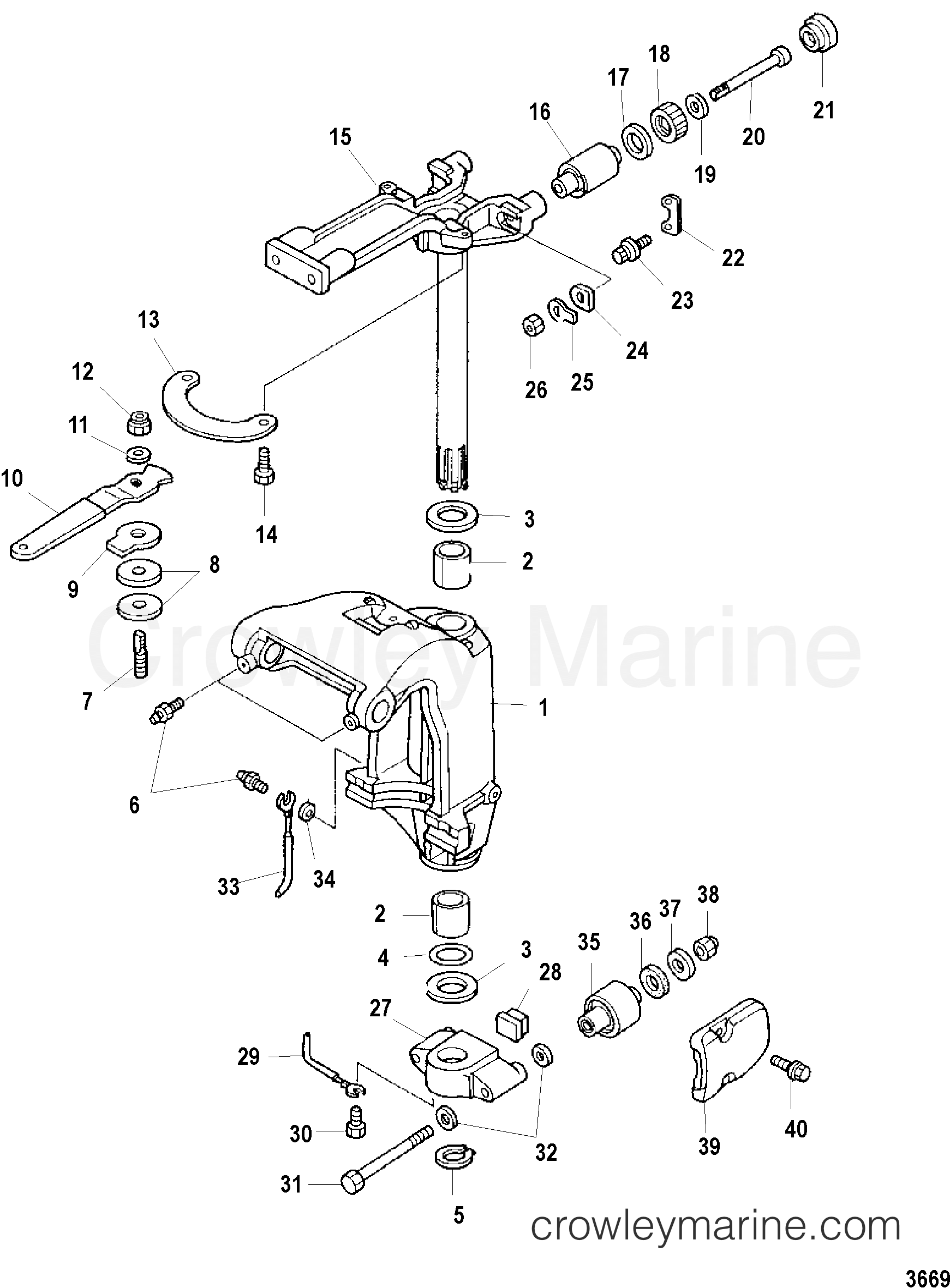 Serial Range Outboard 25 SEAPRO (4-STROKE) - 0R051710 & Up - SWIVEL BRACKET