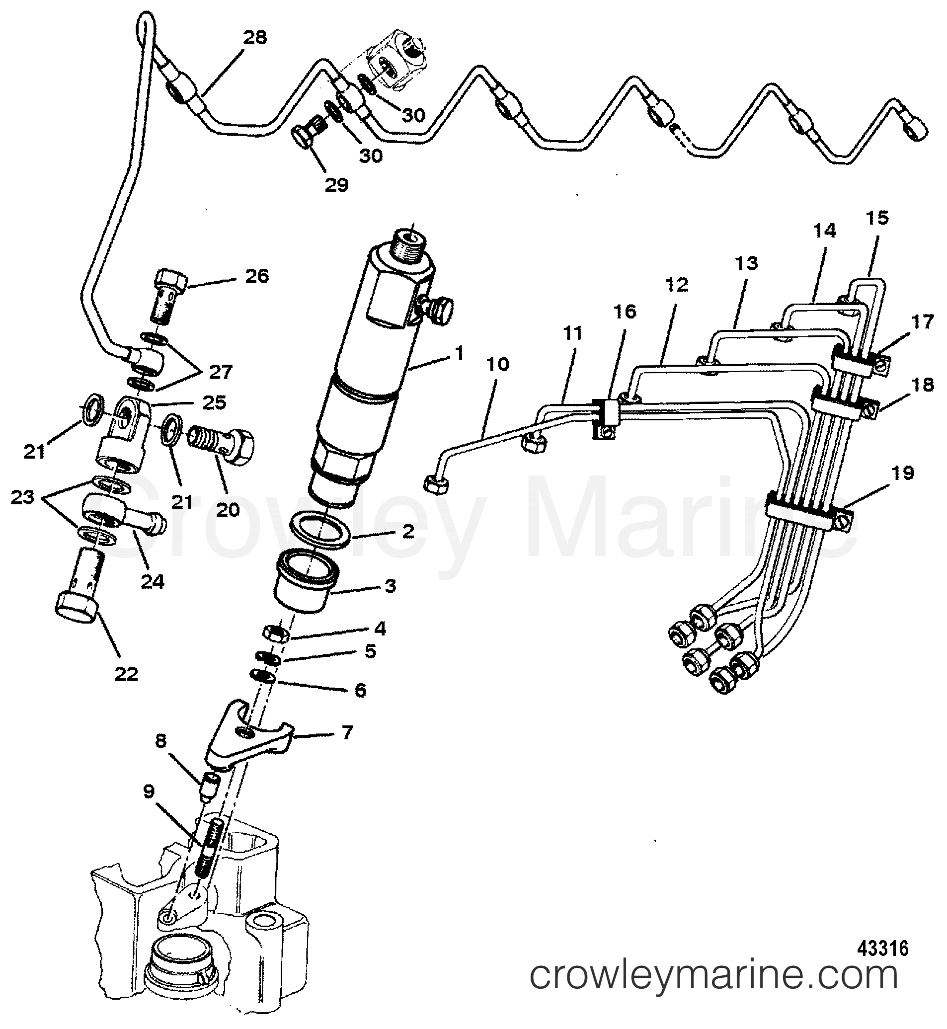 1998 Inboard Engine 642D [--] - 3C684BDLD - INJECTION NOZZLE / LINES
