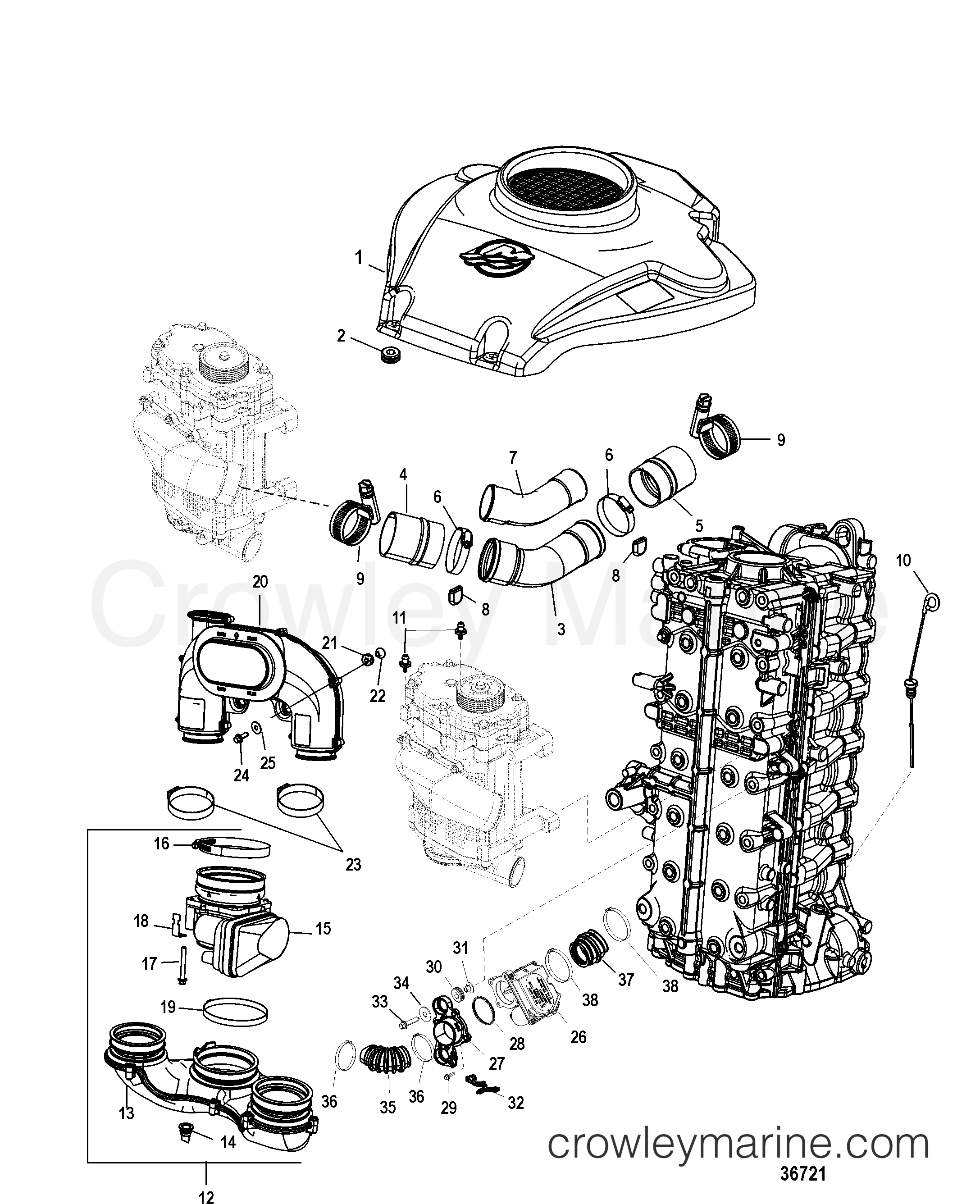 Serial Range Outboard 350SCi Verado - 1B716557 & Up - INDUCTION COMPONENTS