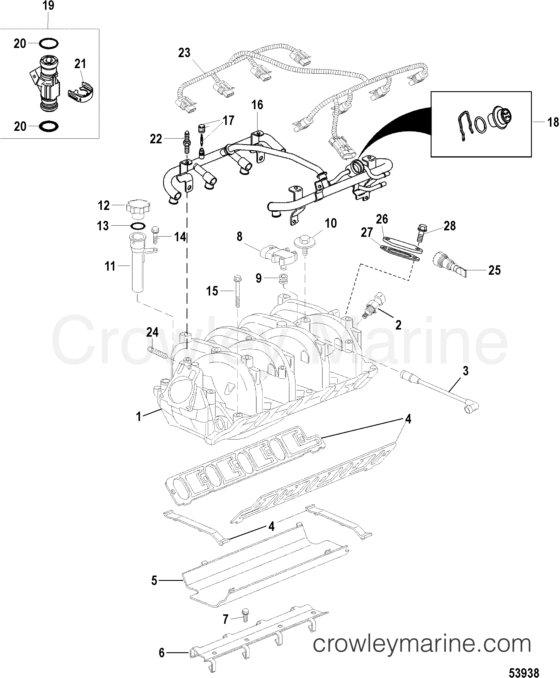 INTAKE MANIFOLD 1998 Inboard Engine 8.1L HO [MPI DTS] 30810253T