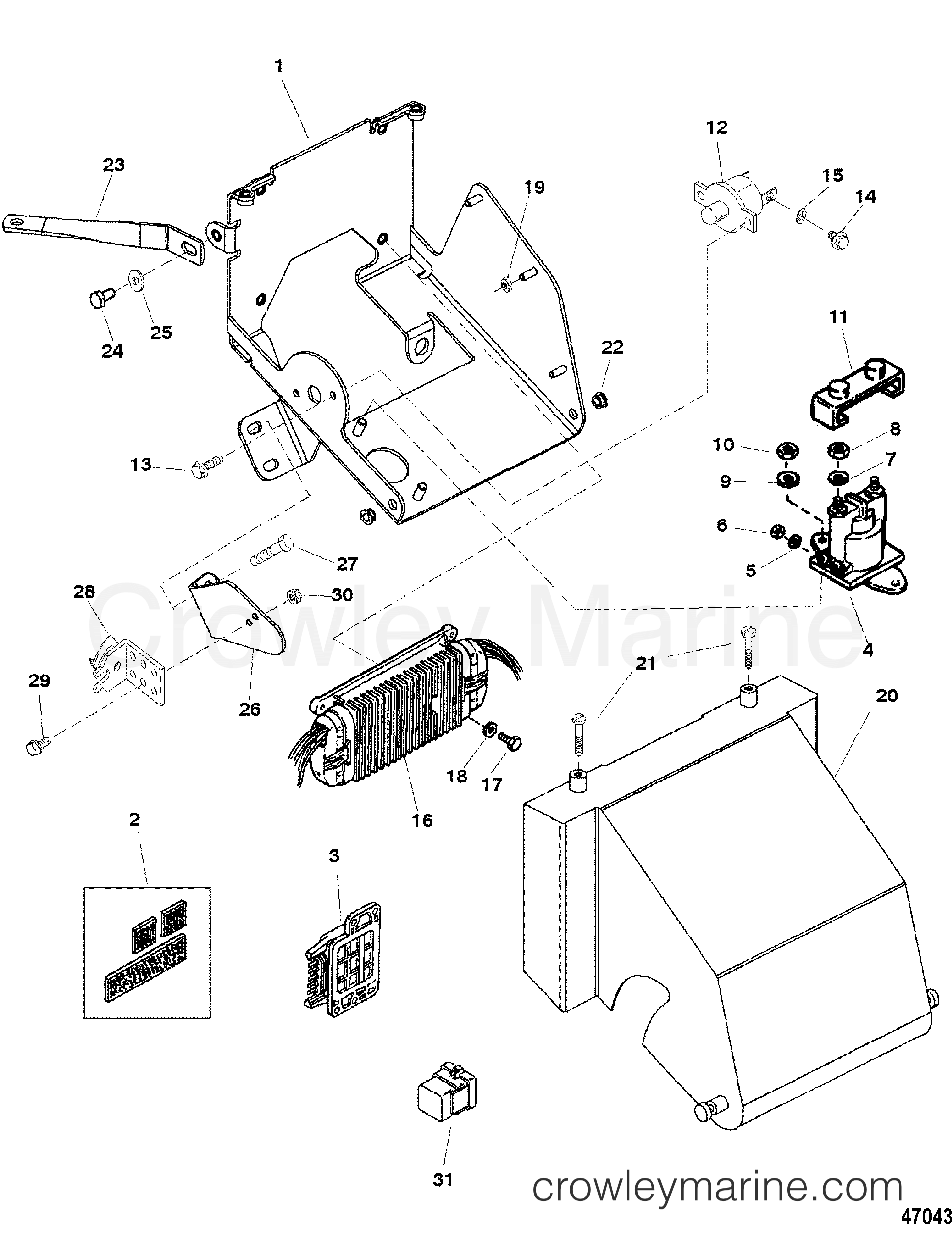 1996 Inboard Engine 350TBI [MAG SKI] - 357L111JS - ELECTRICAL BOX AND COMPONENTS