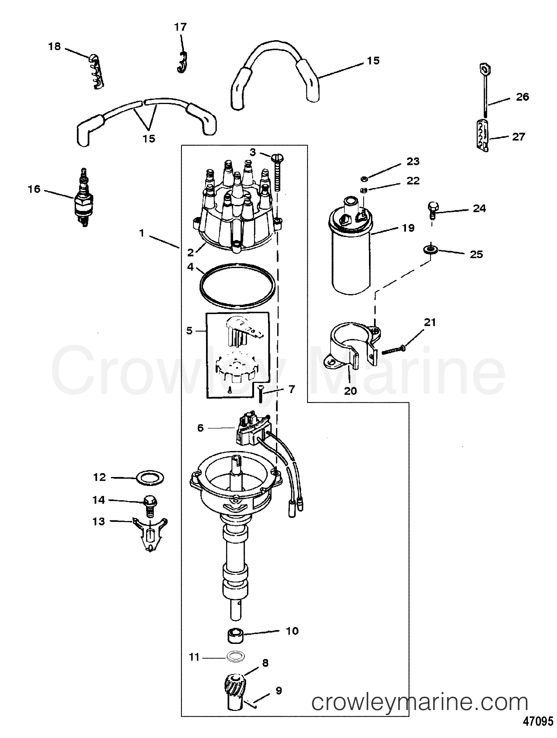 1996 Inboard Engine 5.7L [SKI] - 3579111JS - DISTRIBUTOR AND IGNITION COMPONENTS