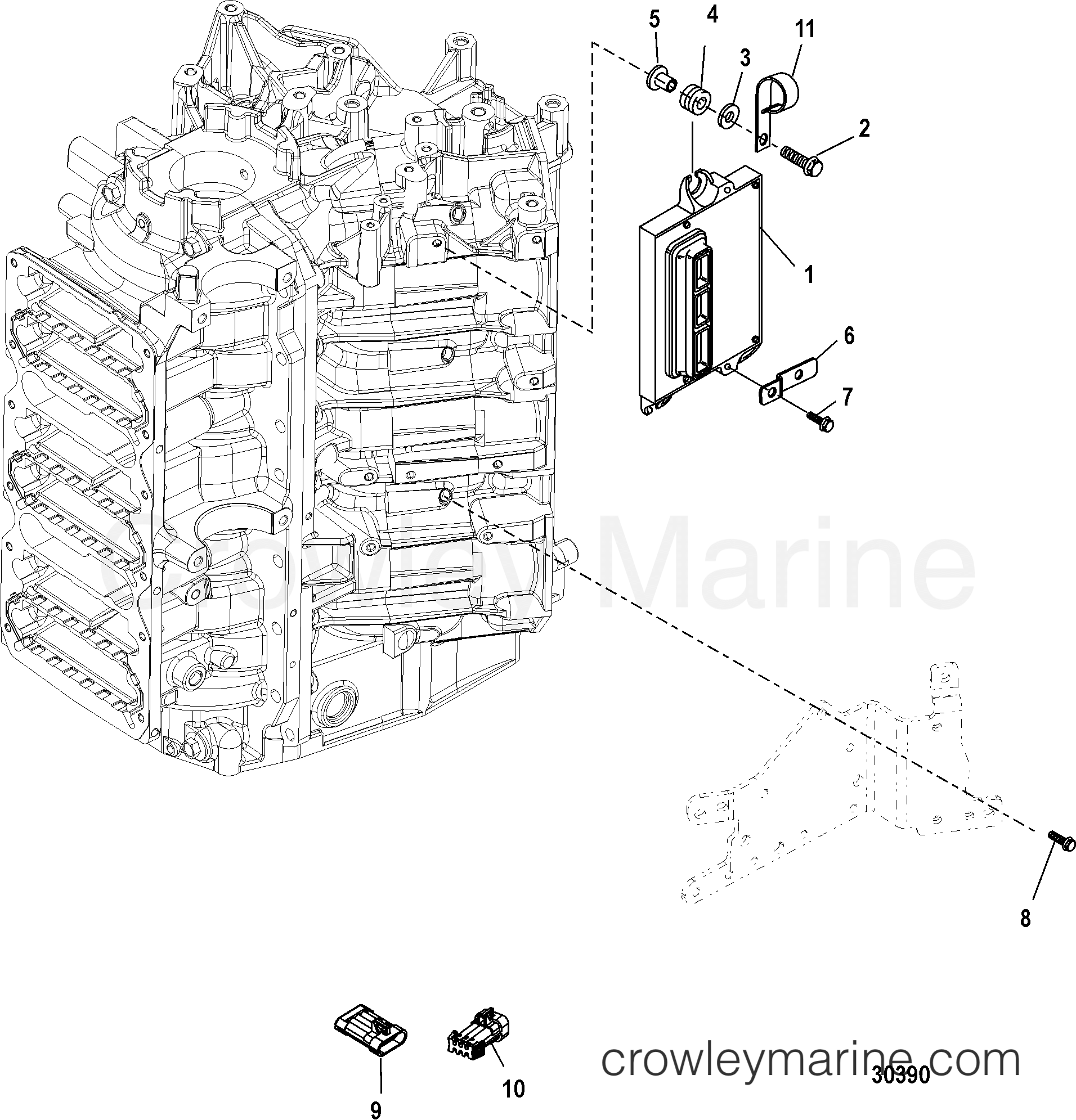 Serial Range Outboard 175 PROXS (2.5L) - 1B516339 & Up - PCM MOUNTING