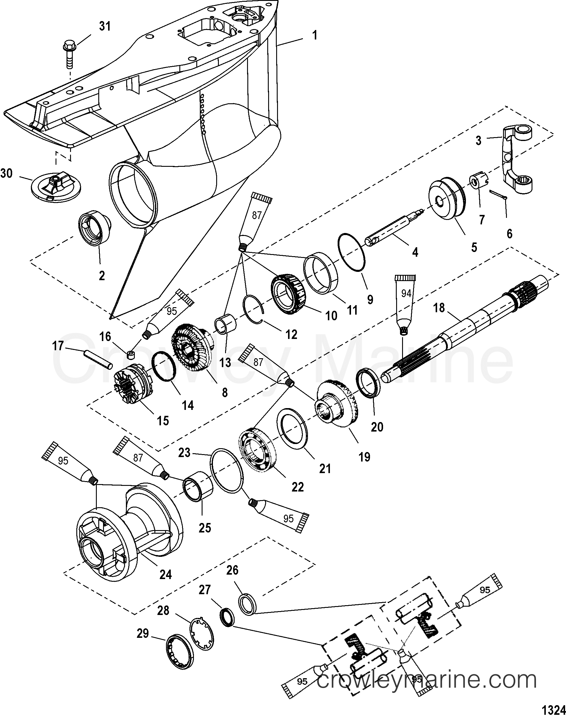 GEAR HOUSING(PROP SHAFT)(STANDARD ROTATION) 2002 Mercury Outboard