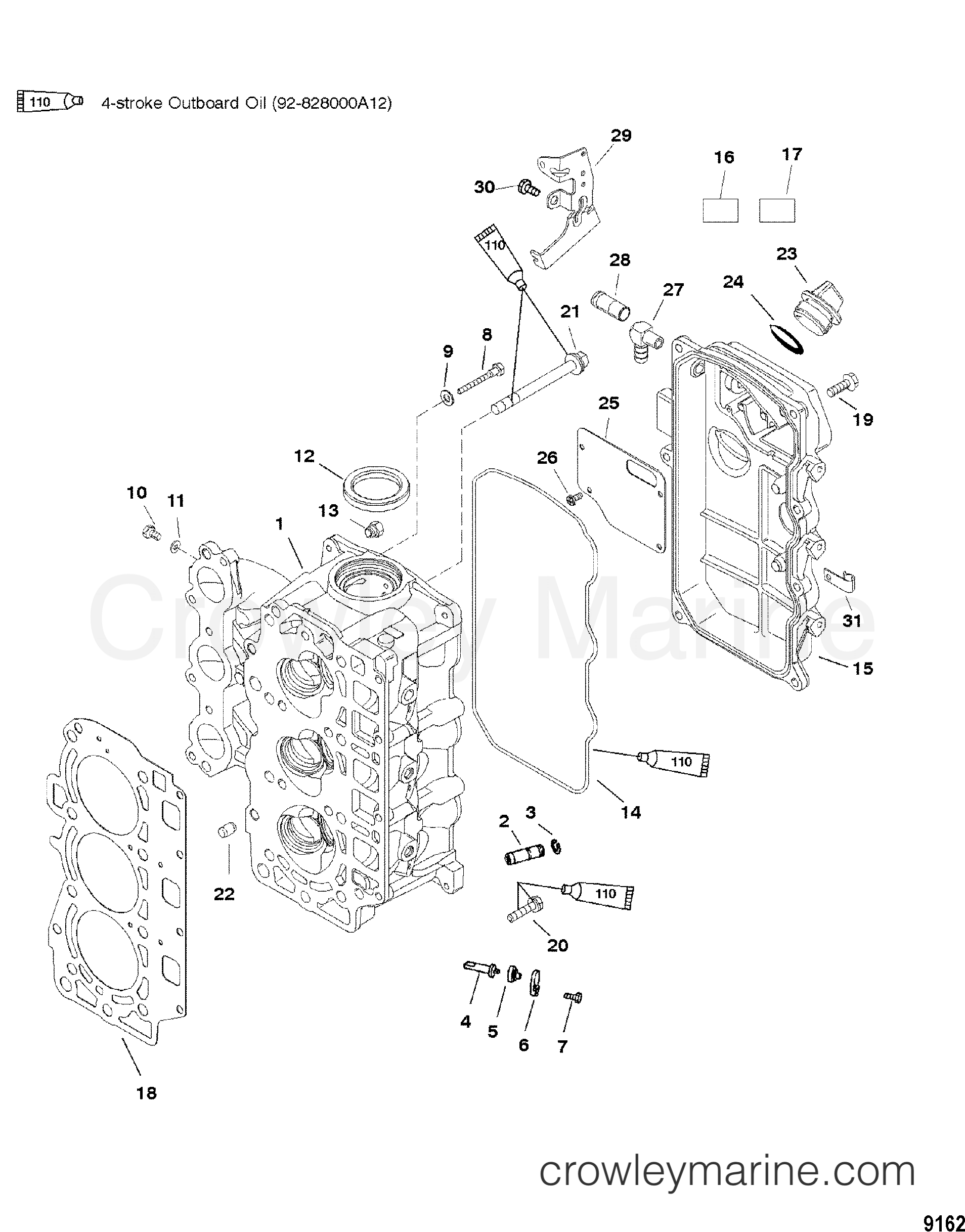 CYLINDER HEAD 1999 Outboard 30 [E 4] 7F30302HD Crowley Marine