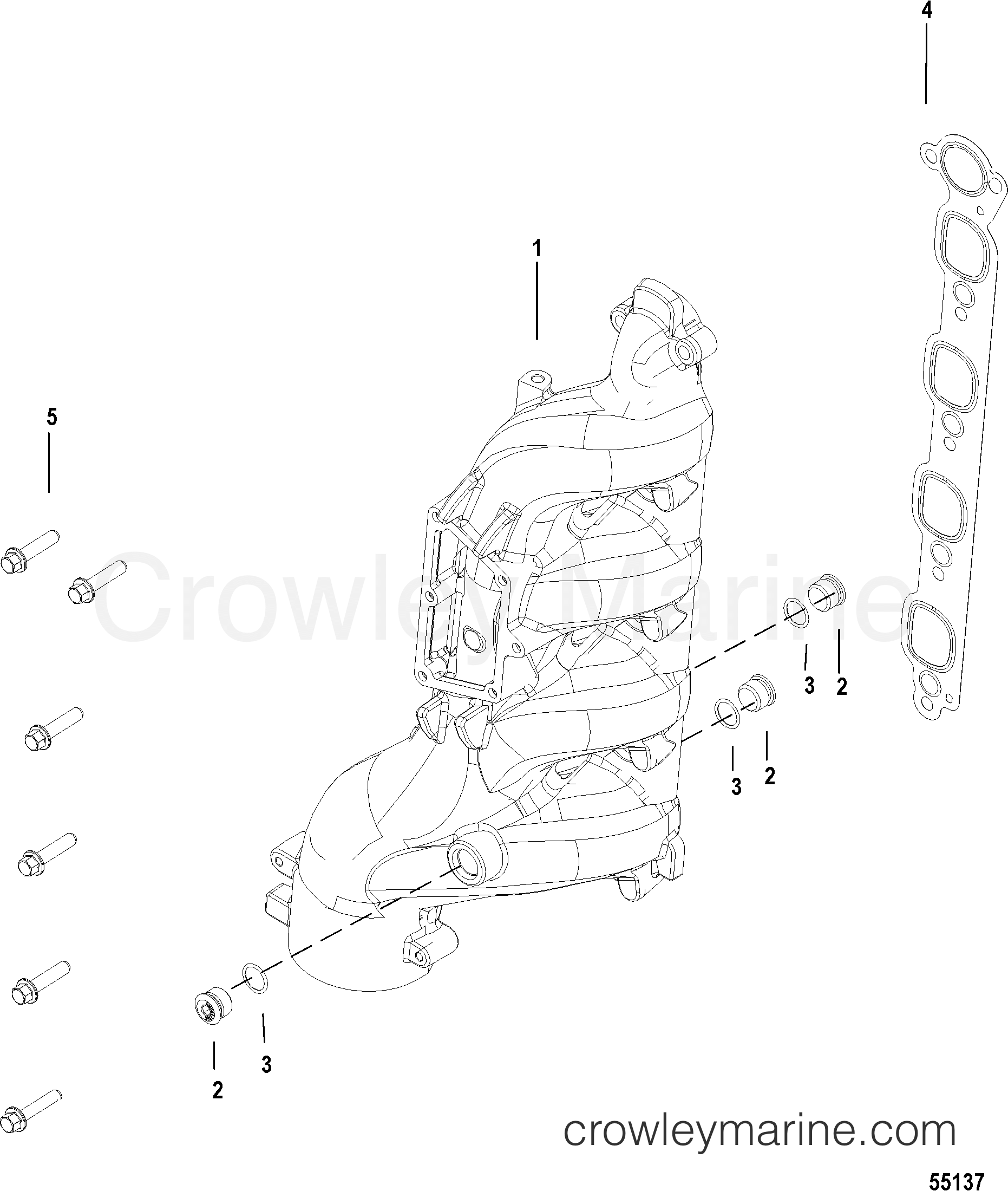 Serial Range Outboard 90 EFI (4-STROKE) - 2B080987 & Up - EXHAUST MANIFOLD