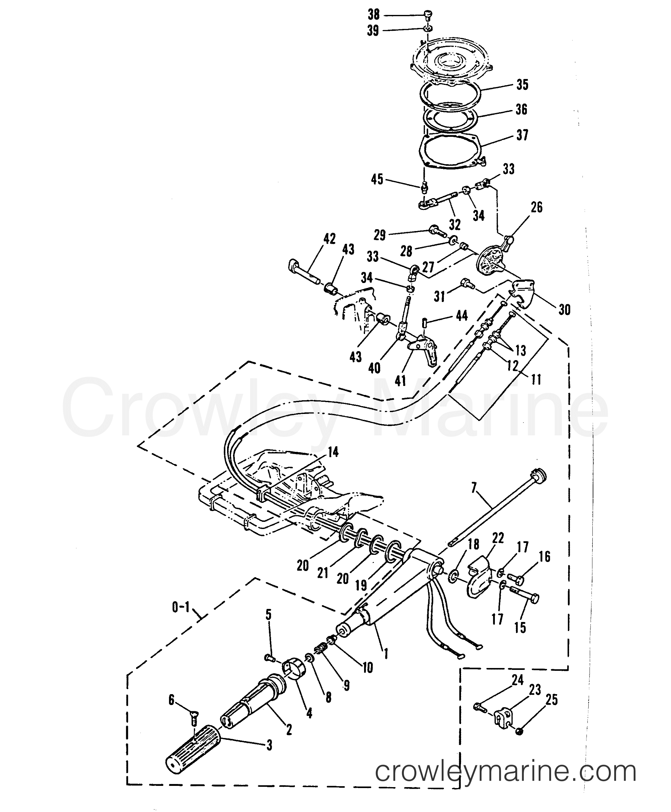 1992 Outboard 30 [ELO] - 7030312AW - STEERING HANDLE AND THROTTLE CONTROL