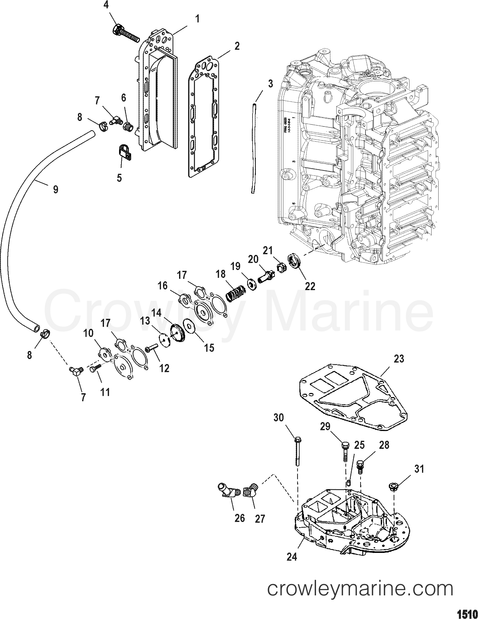 EXHAUST DIVIDER AND EXHAUST PLATE 2002 Race Outboard 225 X [CL SM