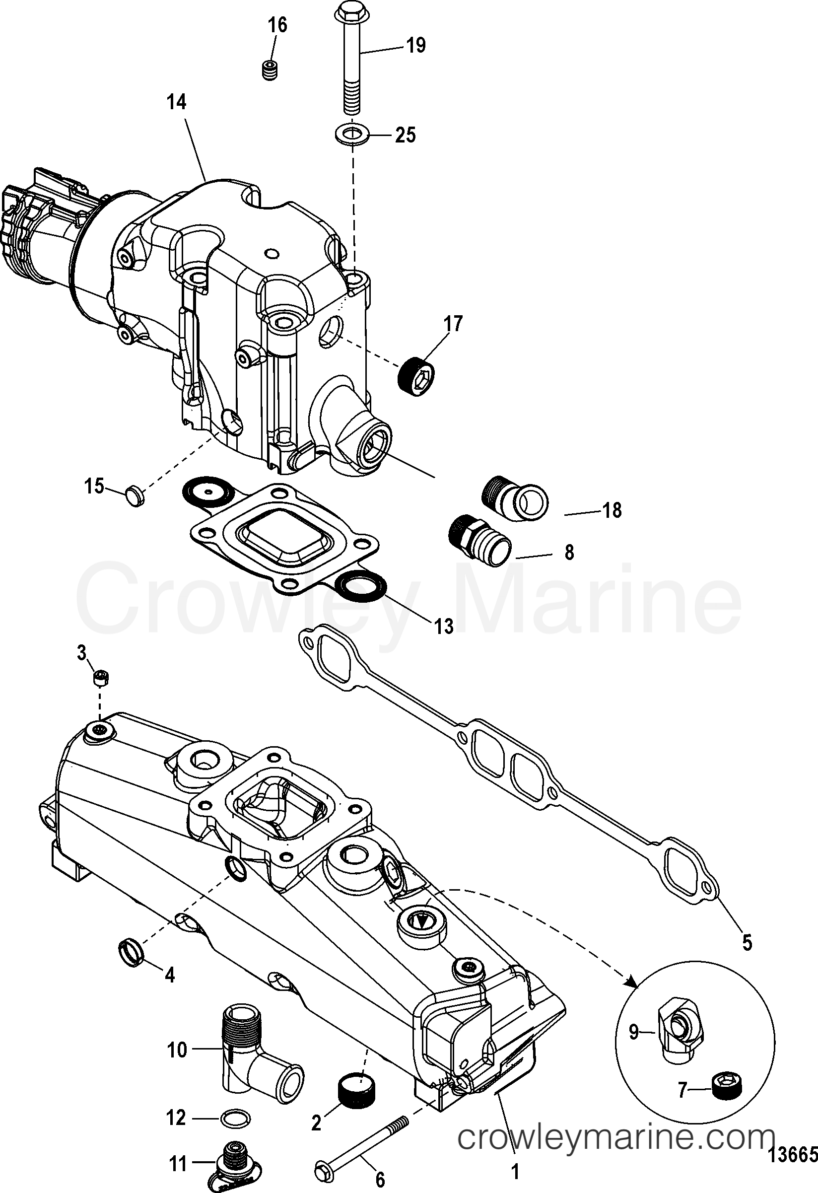 EXHAUST MANIFOLD AND ELBOW - 1998 Stern Drive 5.0L [ALPHA