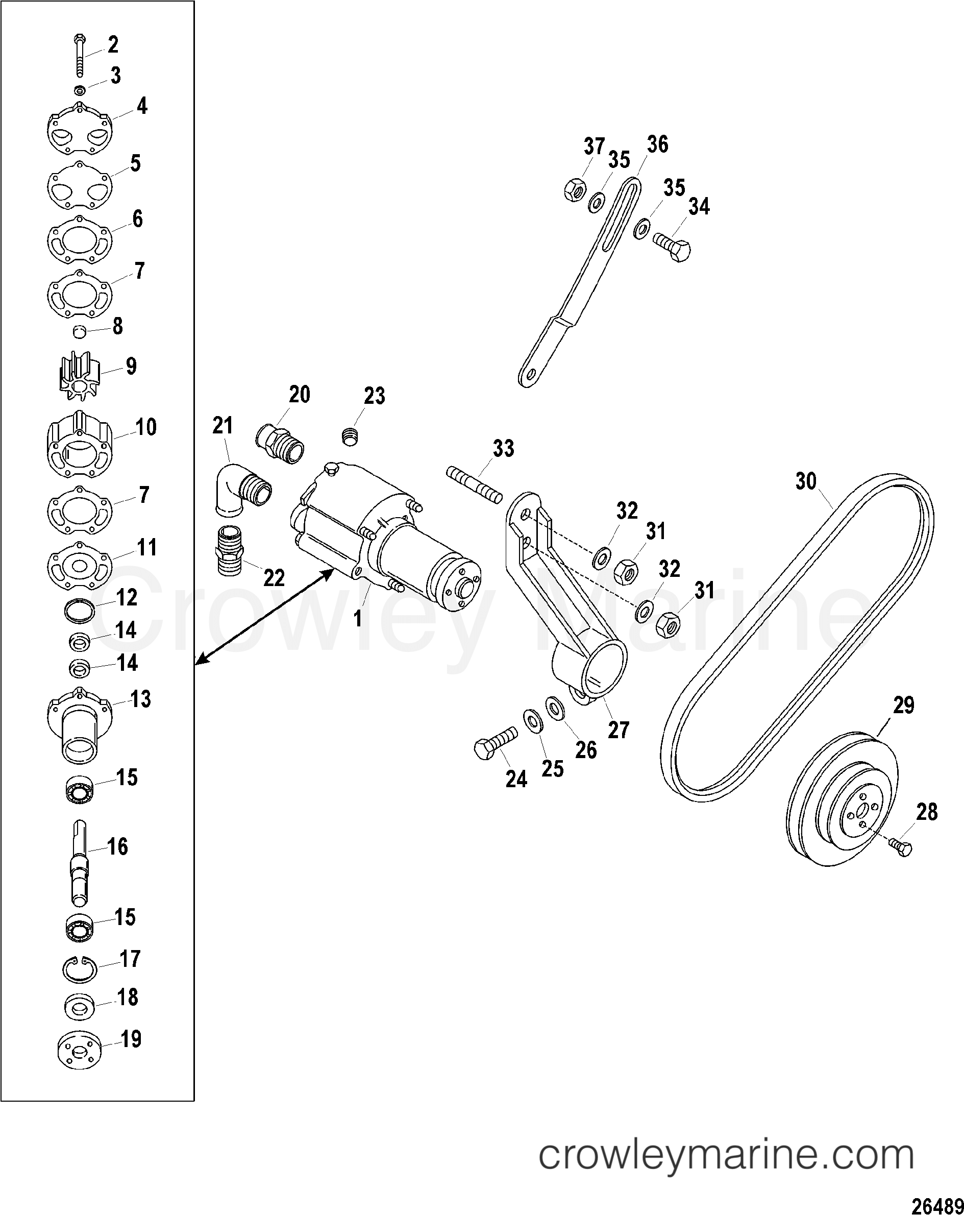 SEA WATER PUMP ASSEMBLY 1998 Race Stern Drive 900SC [VI WETSUMP