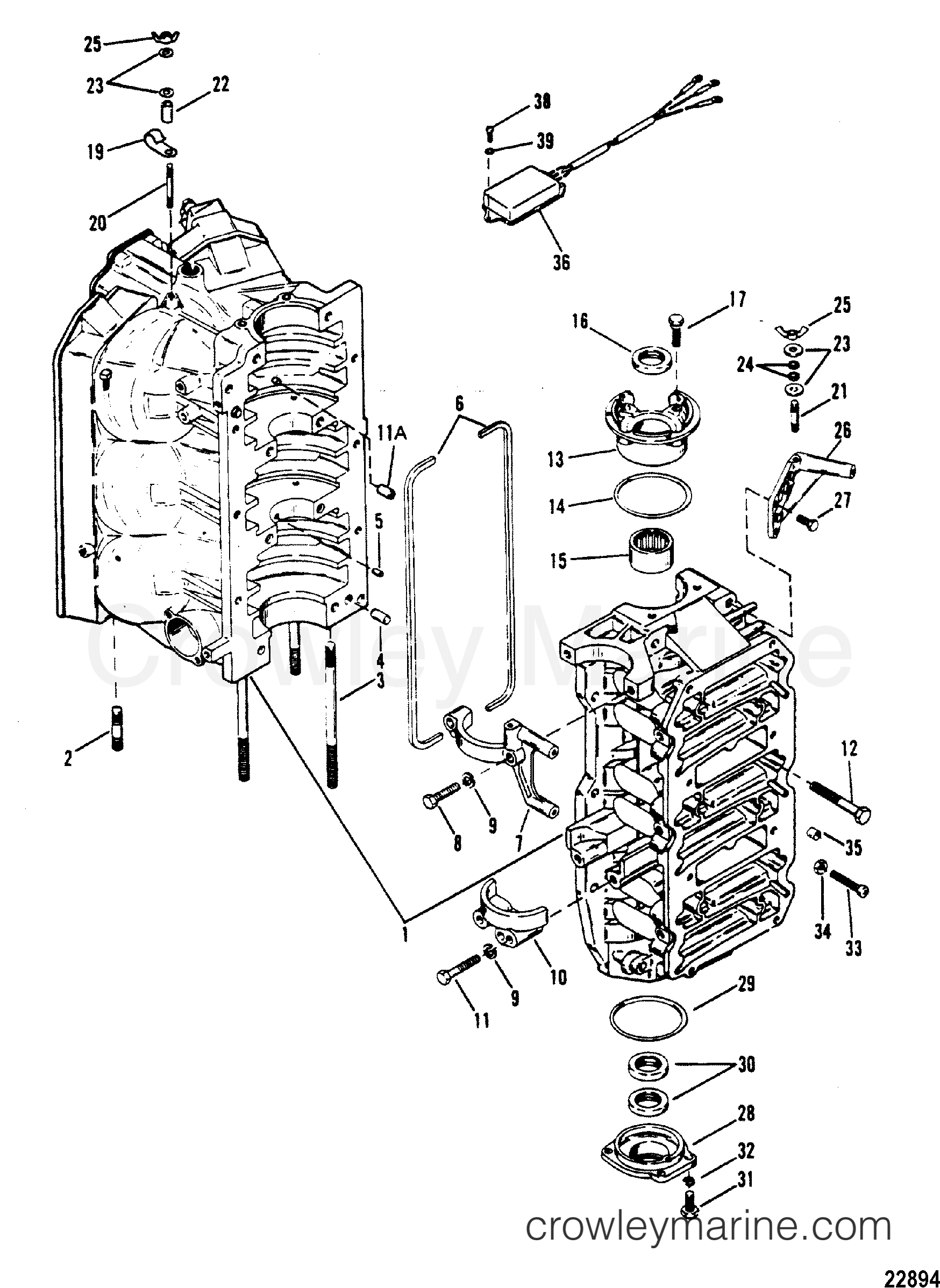 CYLINDER BLOCK AND END CAPS - 1993 Outboard 150 [L] 7150412BD | Crowley ...