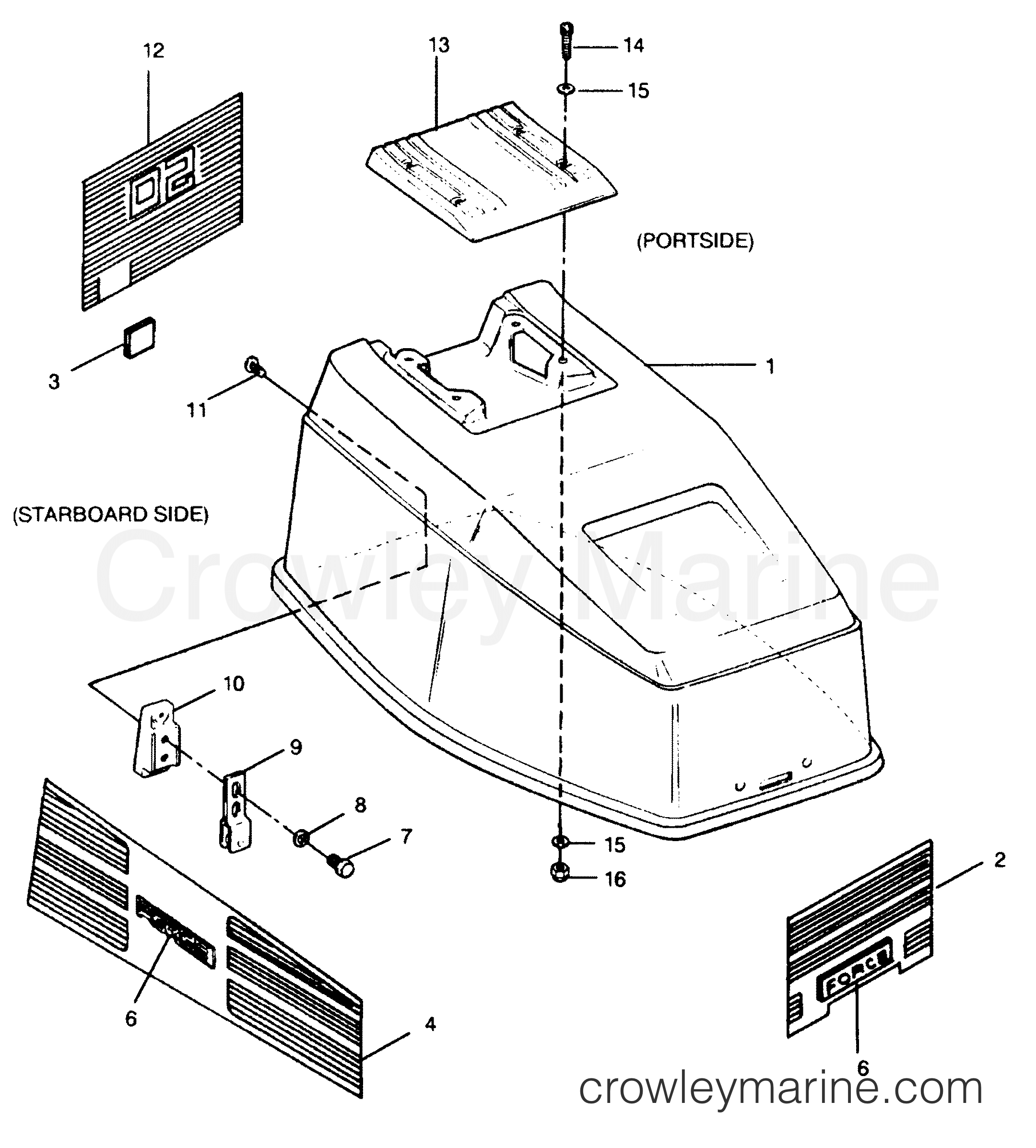 1991 Outboard 50 - 507F91B [Force] - ENGINE COVER (MAXUM MODELS)
