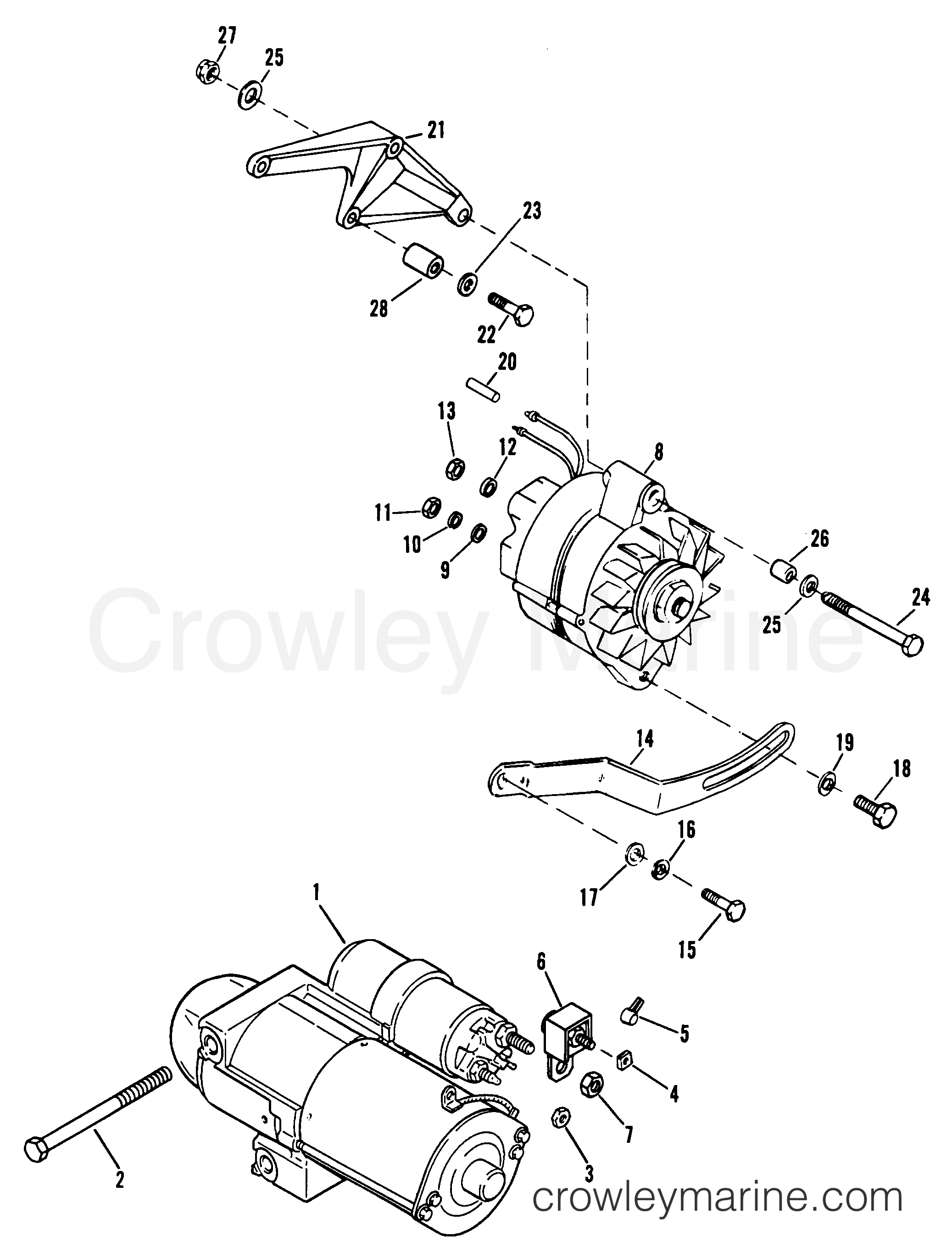 STARTER MOTOR AND ALTERNATOR 1994 Inboard Engine 454SKI [EFI/MP