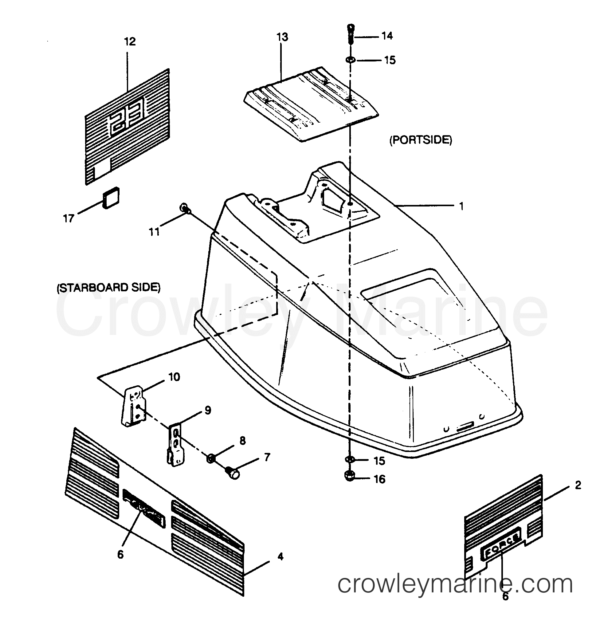 1990 Outboard 35 - 357F90C [Force] - ENGINE COVER BAYLINER MODELS