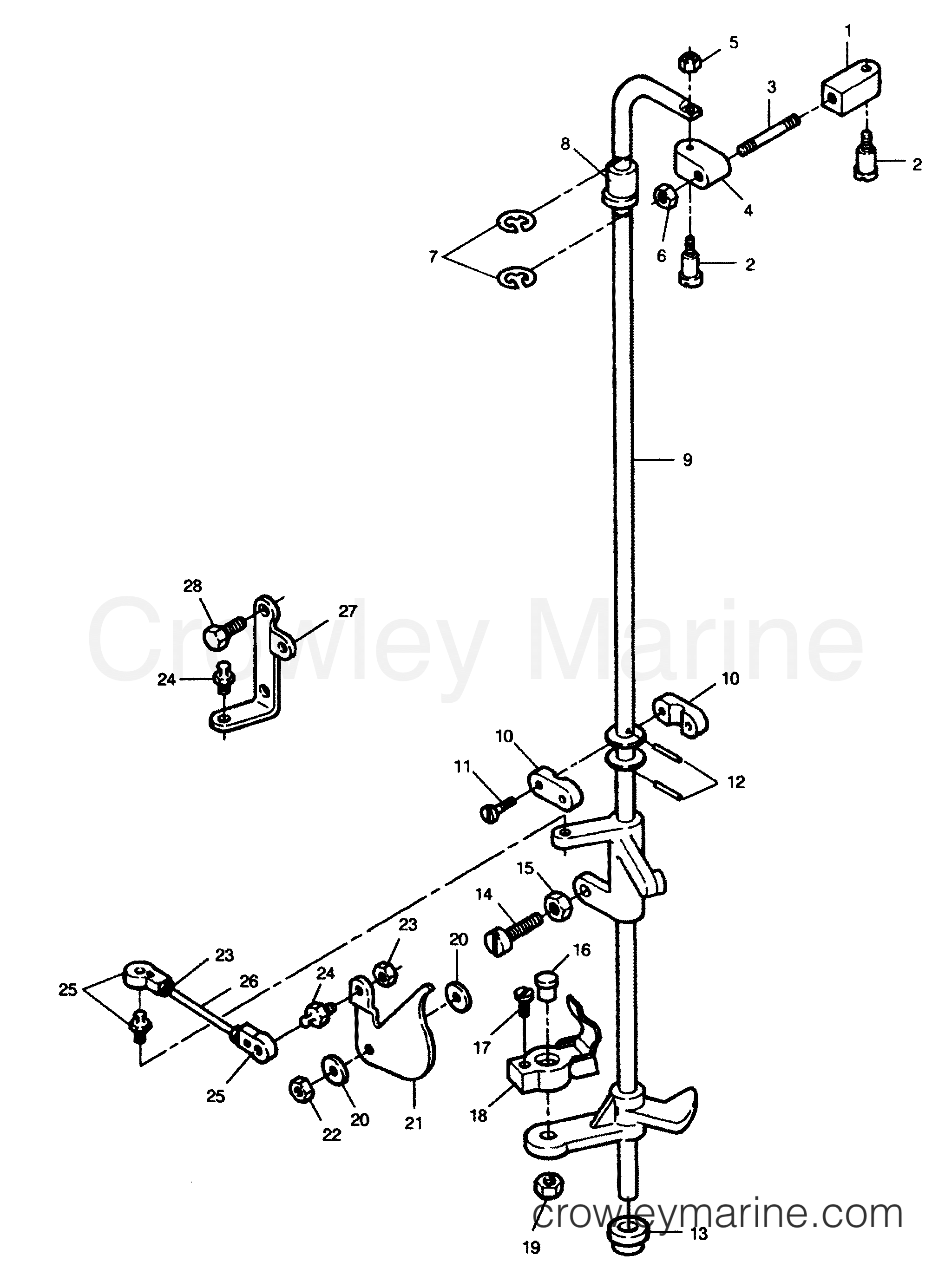 TOWERSHAFT AND THROTTLE LINKAGE 1991 Outboard 90 H0903F91A [A