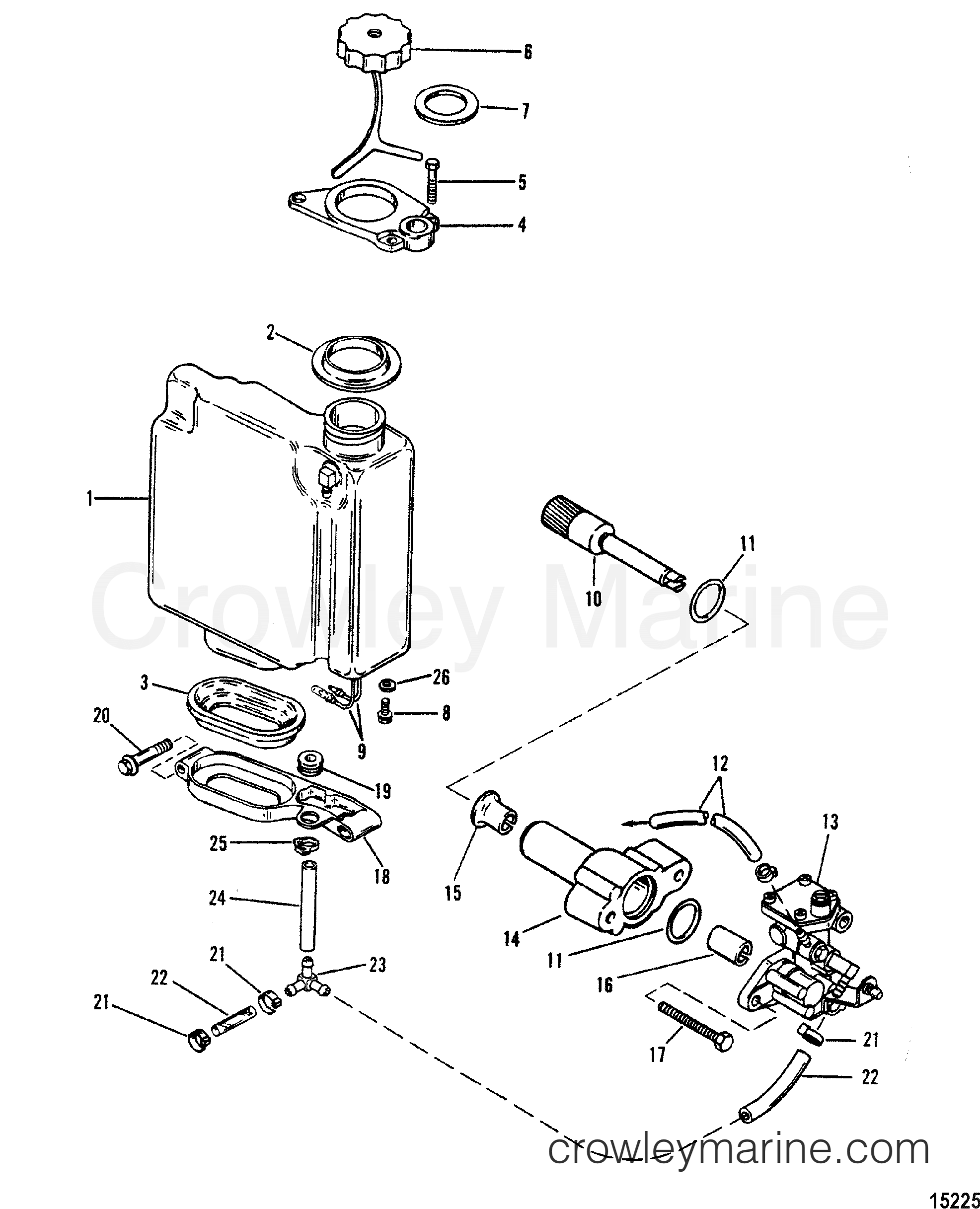 1992 Outboard 75 [ELPTO] - 7075412AD - OIL INJECTION COMPONENTS