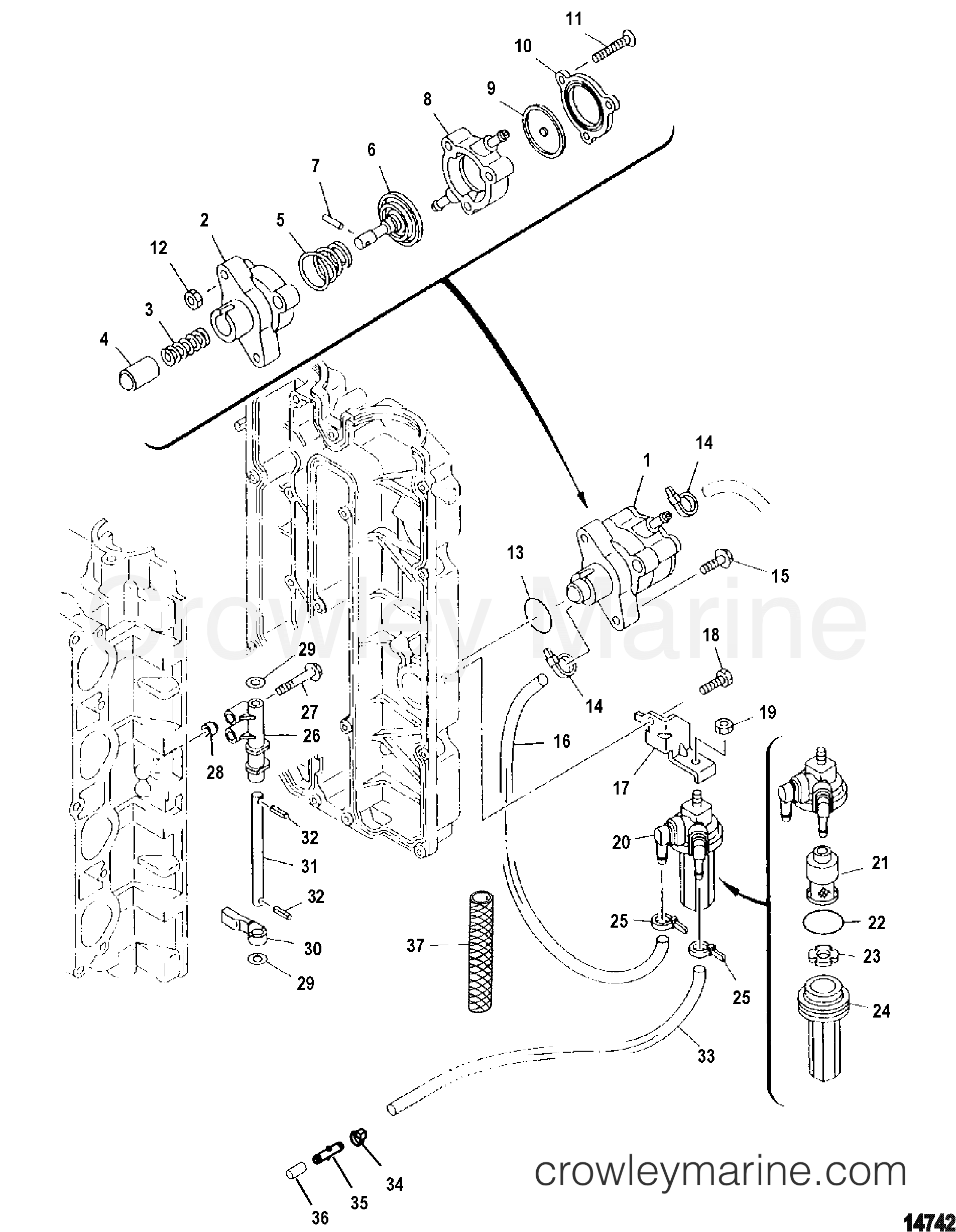2002 Outboard 115EFI [EXLPT SW 4] - 7115F23LY - FUEL PUMP