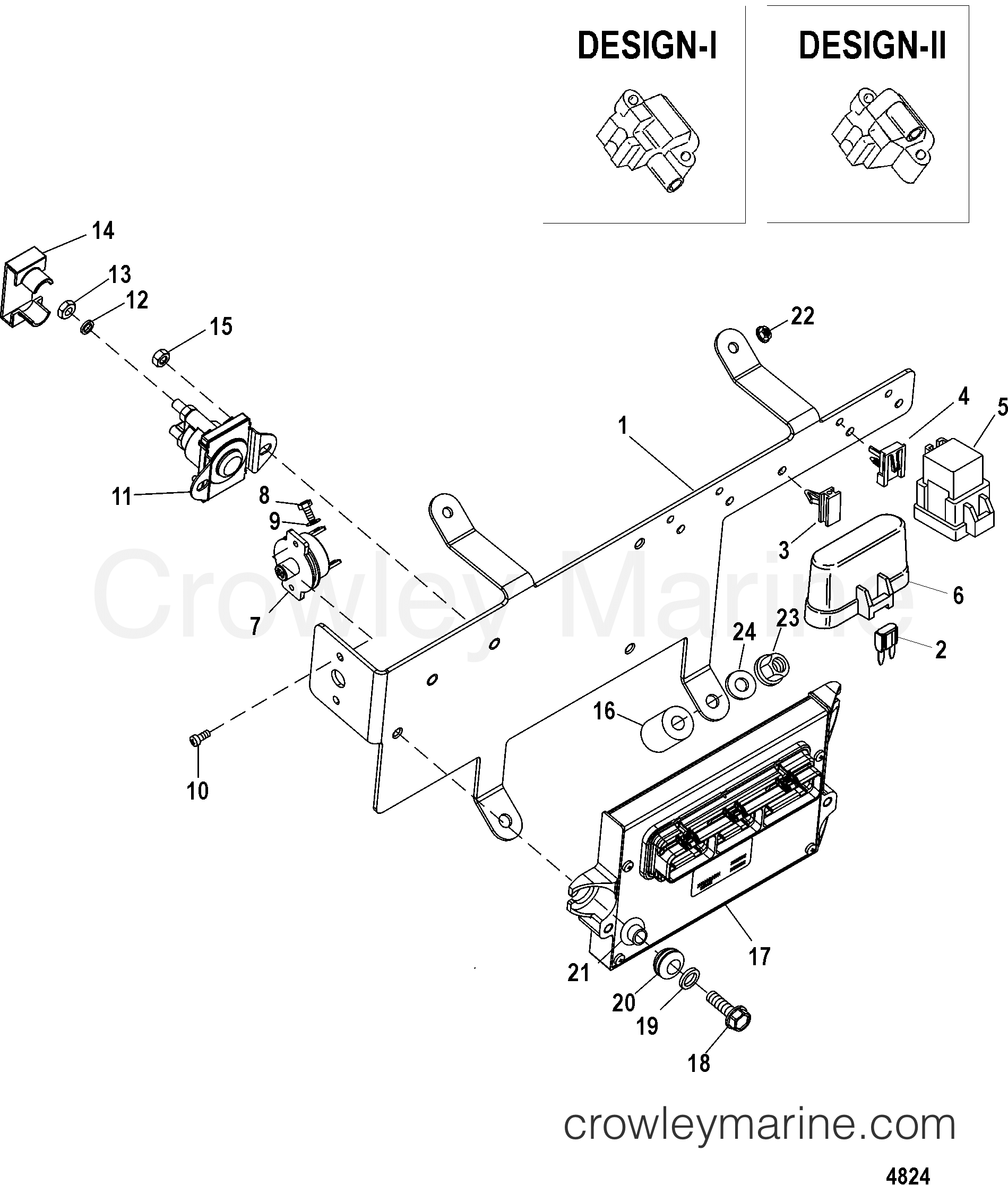 1998 Inboard Engine 8.1L HO [MPI] - 308100721 - PCM AND BRACKET