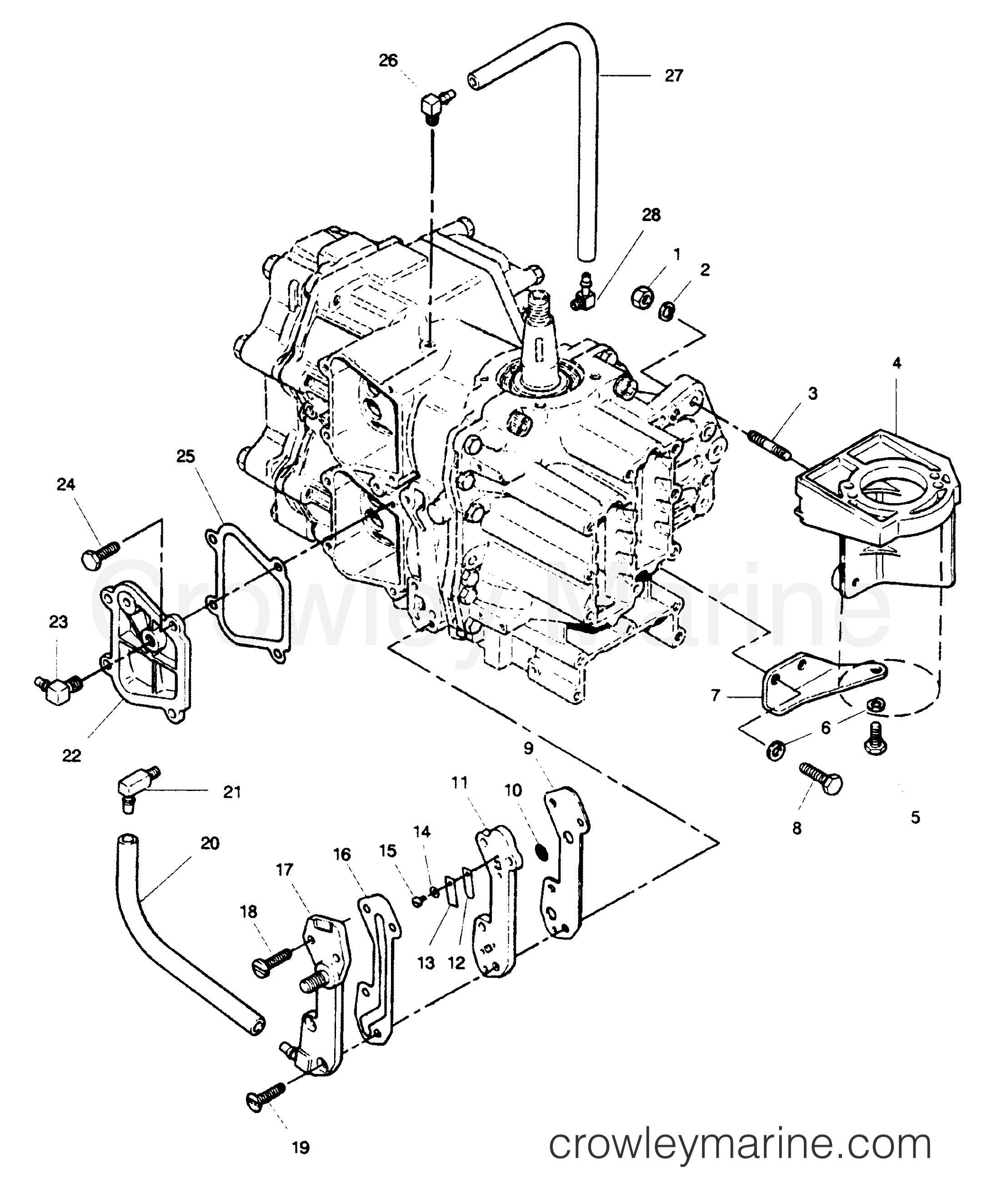 1989 Outboard 50 - H0507D89B [B] - RECIRCULATION SYSTEM AND STARTER BRACKETS