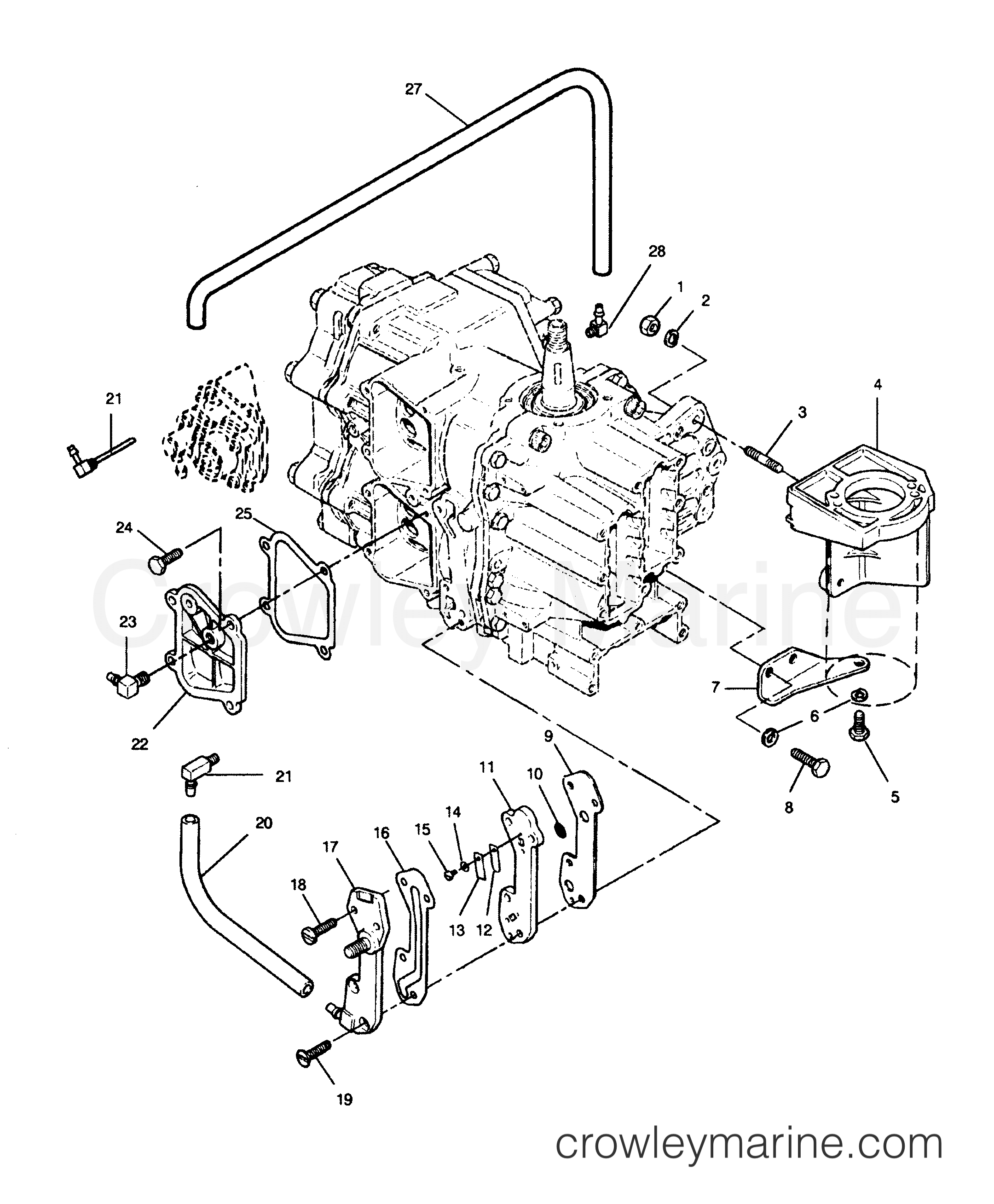 1991 Outboard 50 - 507A91A [Force] - RECIRCULATION SYSTEM AND STARTER BRACKETS