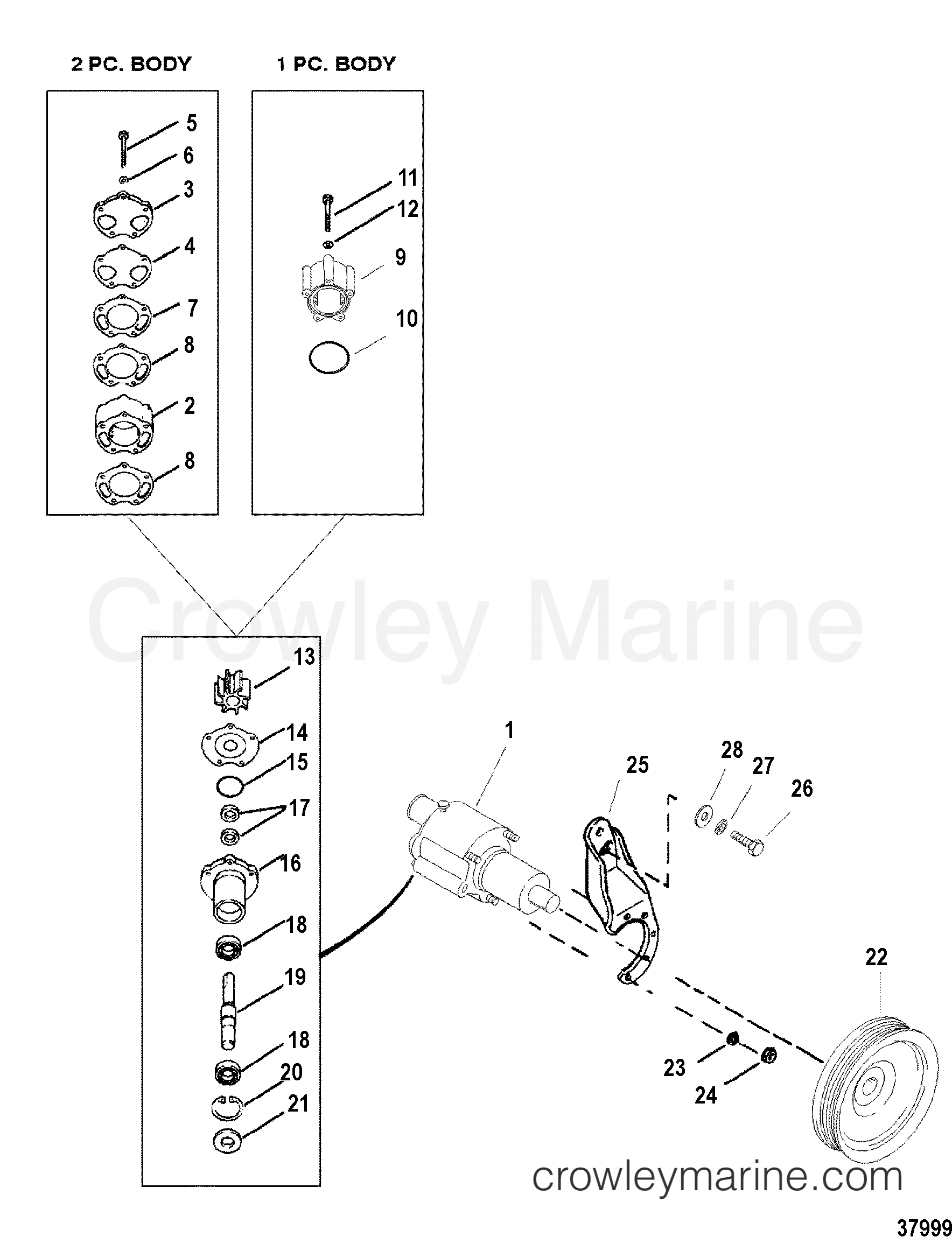 SEA WATER PUMP ASSEMBLY(USE WITH BRAVO ENGINES) - 1997 Inboard