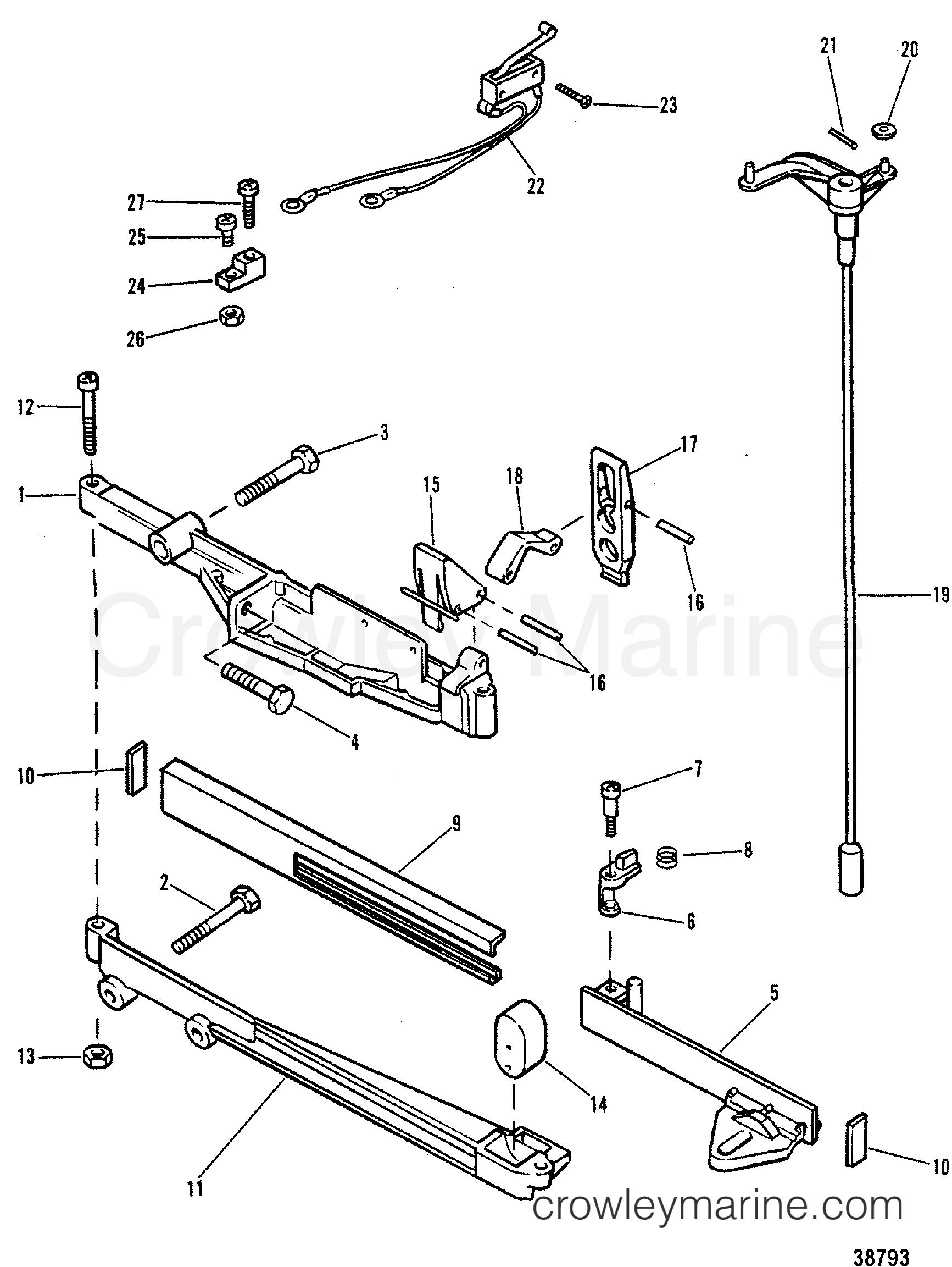 SHIFT CONTROL LINKAGE 1984 Outboard 35 [EH] 1035534 Crowley Marine