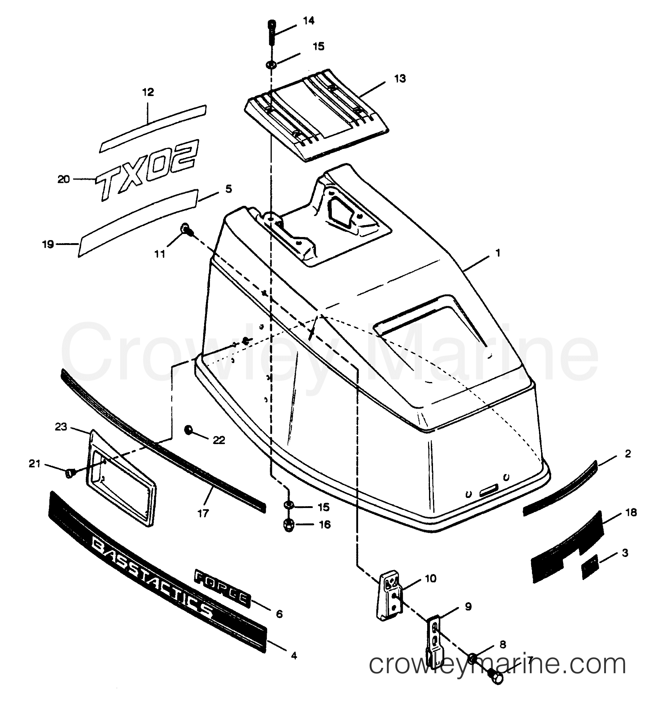 1988 Outboard 50 - 507F8B [Force] - ENGINE COVER CAJUN MODELS