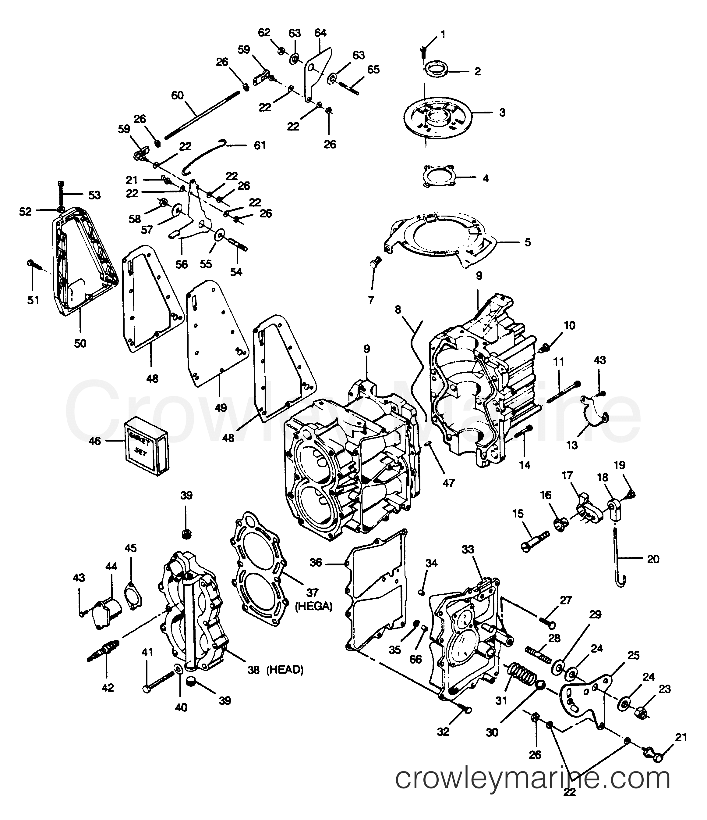1990 Outboard 35 - 352F90C [Force] - POWER HEAD