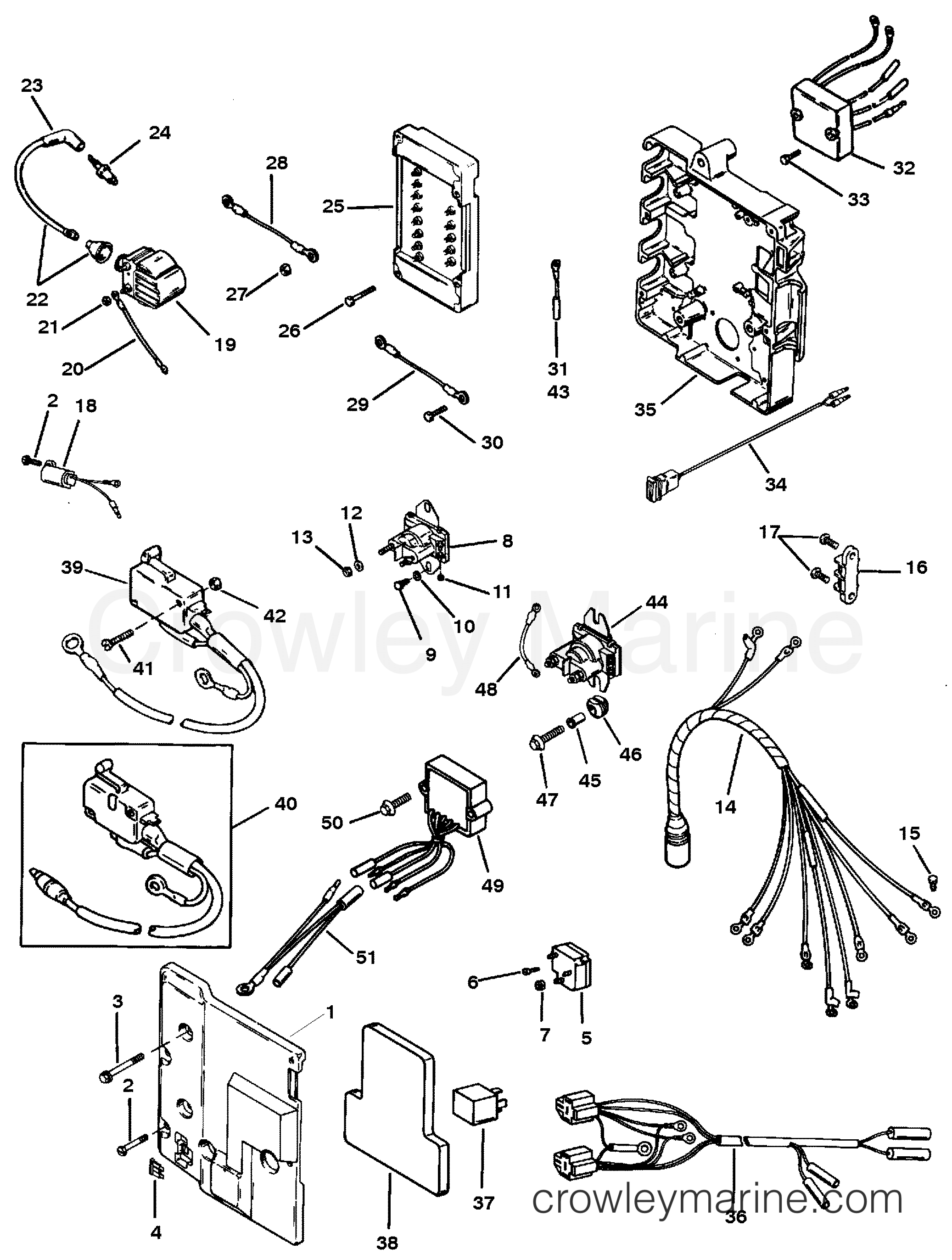 1991 Outboard 40 [ELO] - 7040312YD - ELECTRICAL BOX COMPONENTS