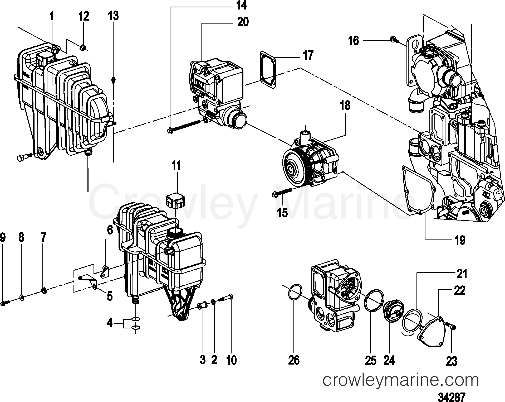 1998 Inboard Engine 4.2L QSD [EI 320] - 30420115D - COOLING SYSTEM COMPONENTS