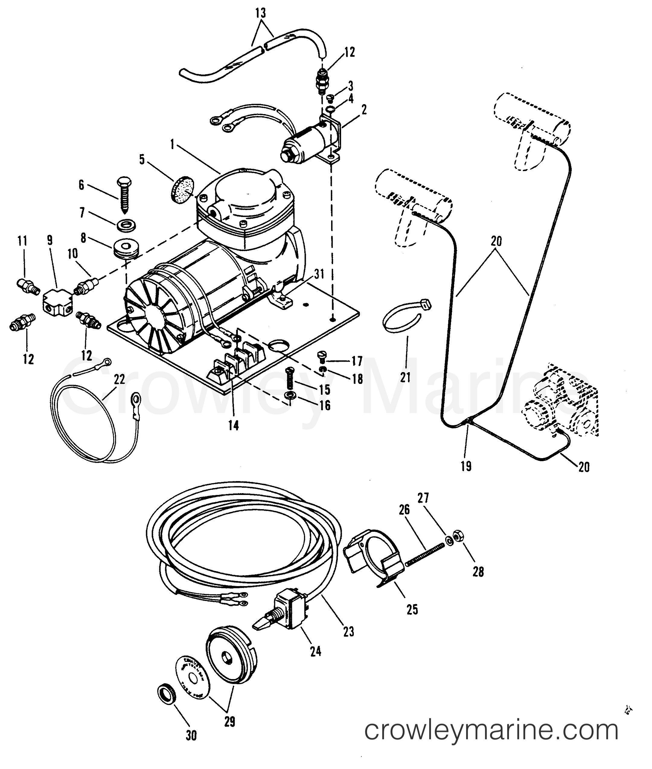 PNEUMATIC AIR PUMP ASSEMBLY Various Years Rigging Exhaust / Cooling