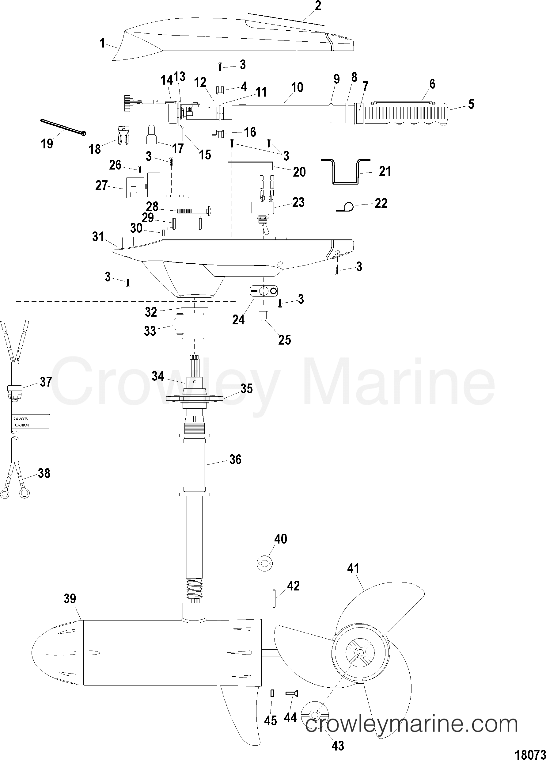 COMPLETE TROLLING MOTOR(MODEL FW82HBV / FW82HBD) (24 VOLT) 2003