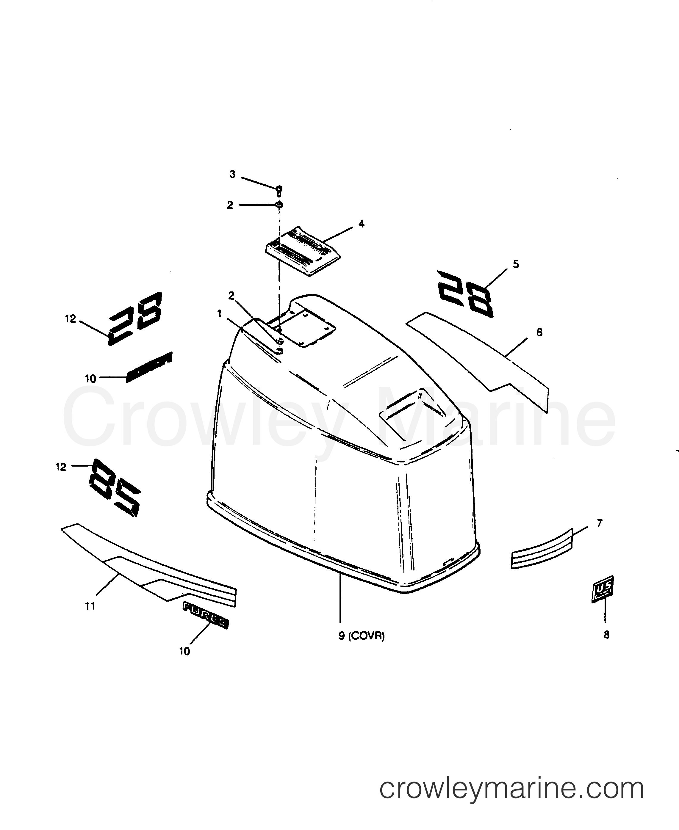 1989 Outboard 85 - 853X9F [Force] - ENGINE COVER
