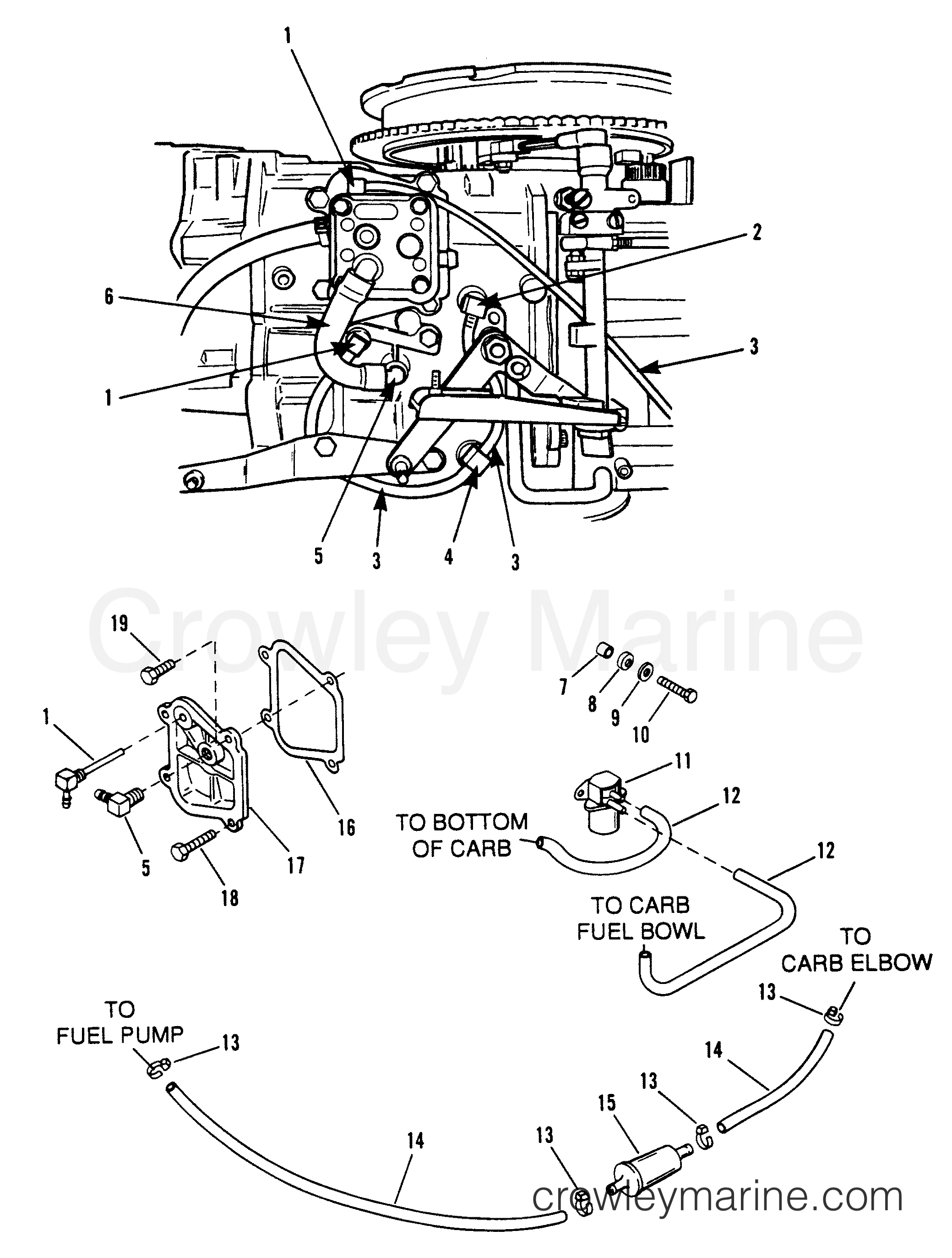 Serial Range Outboard 40 [1992-1994] - 1992-C [Force] - RECIRCULATION AND PRIME SYSTEM (92C) E065372,E093699