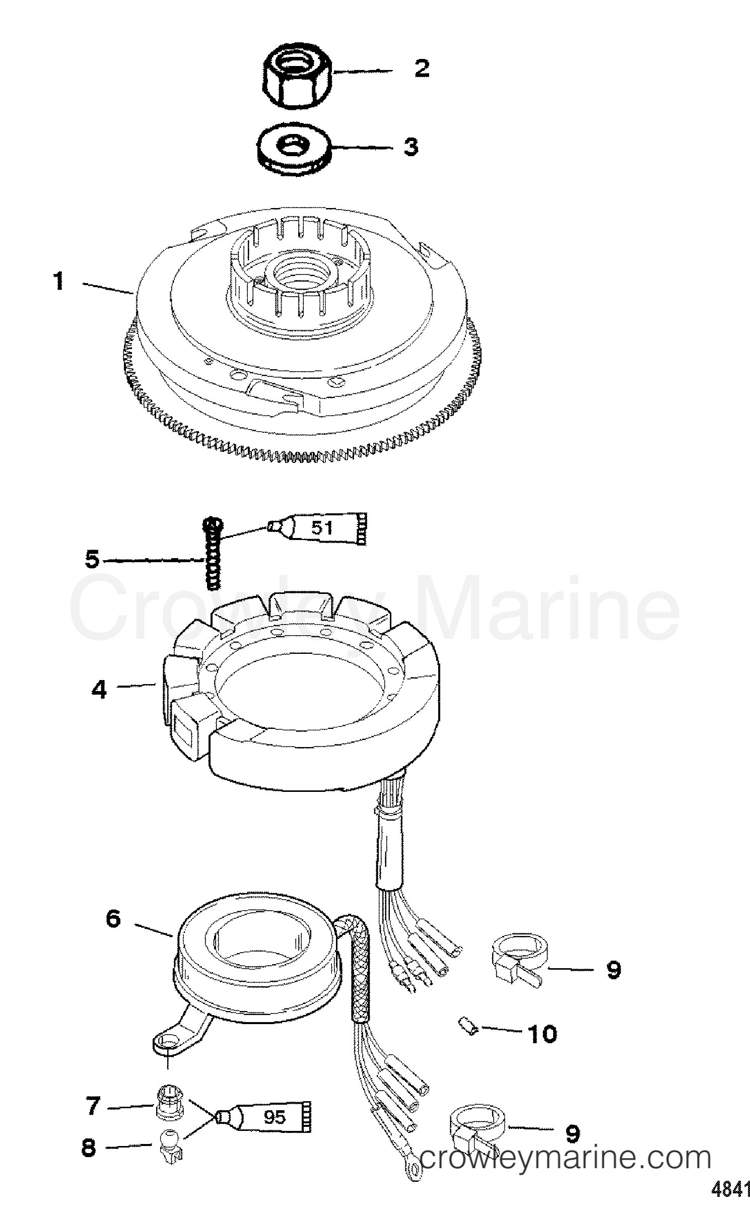 2000 Outboard 40 [ELO] - 7043312JD - FLYWHEEL AND STATOR(MANUAL)
