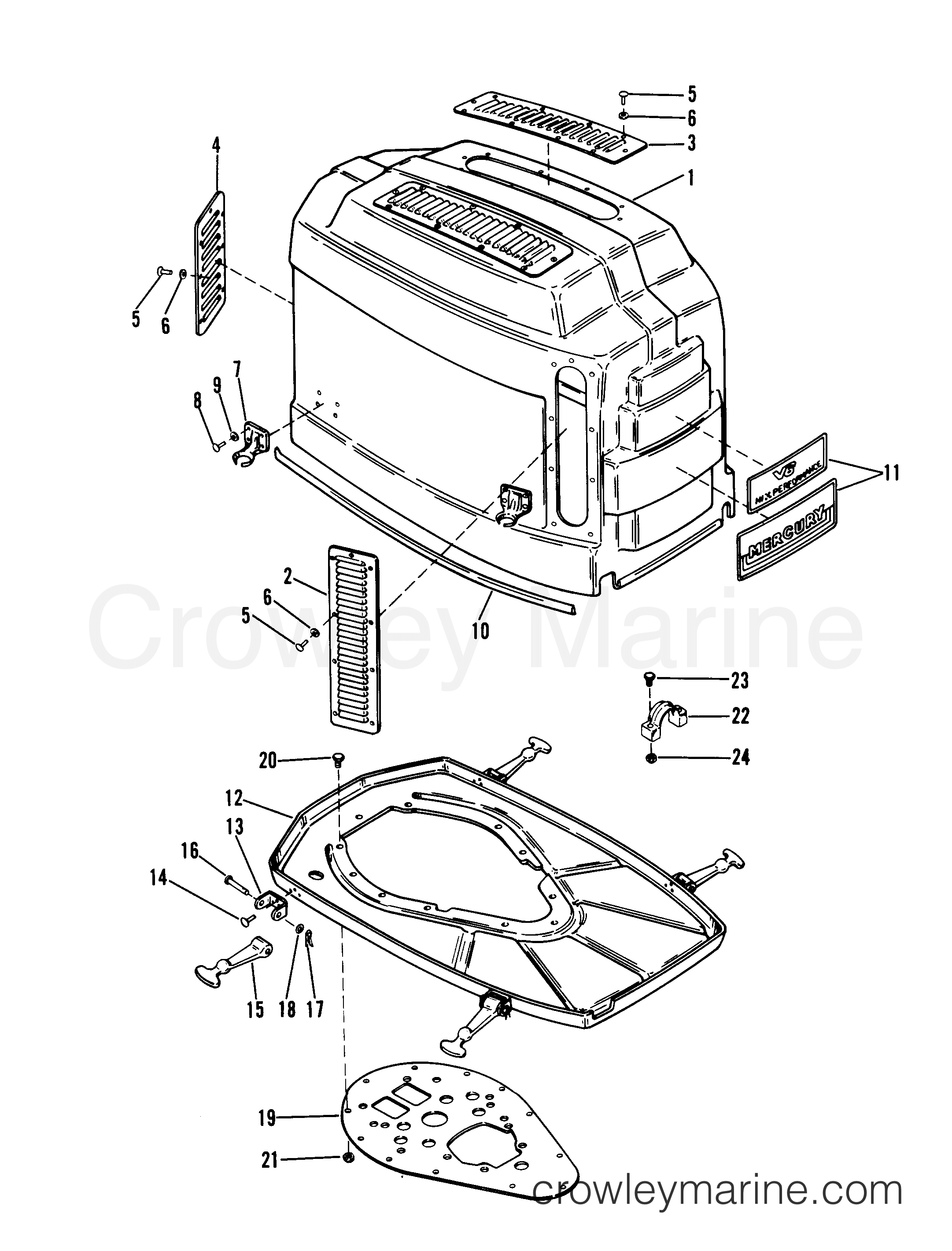 COWLS OLD STYLE - Serial Range Race Outboard MERC MOD-VP 83B807 AND UP ...