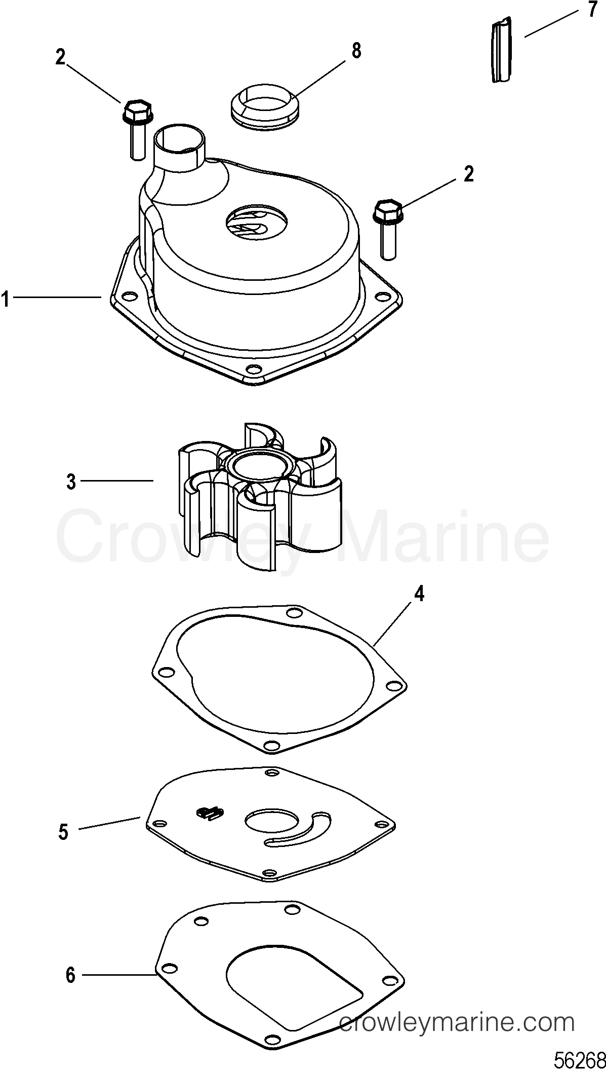 WATER PUMP KIT, JET 2014 Outboard 75EFI [ELPT 4] 7F754131F Crowley