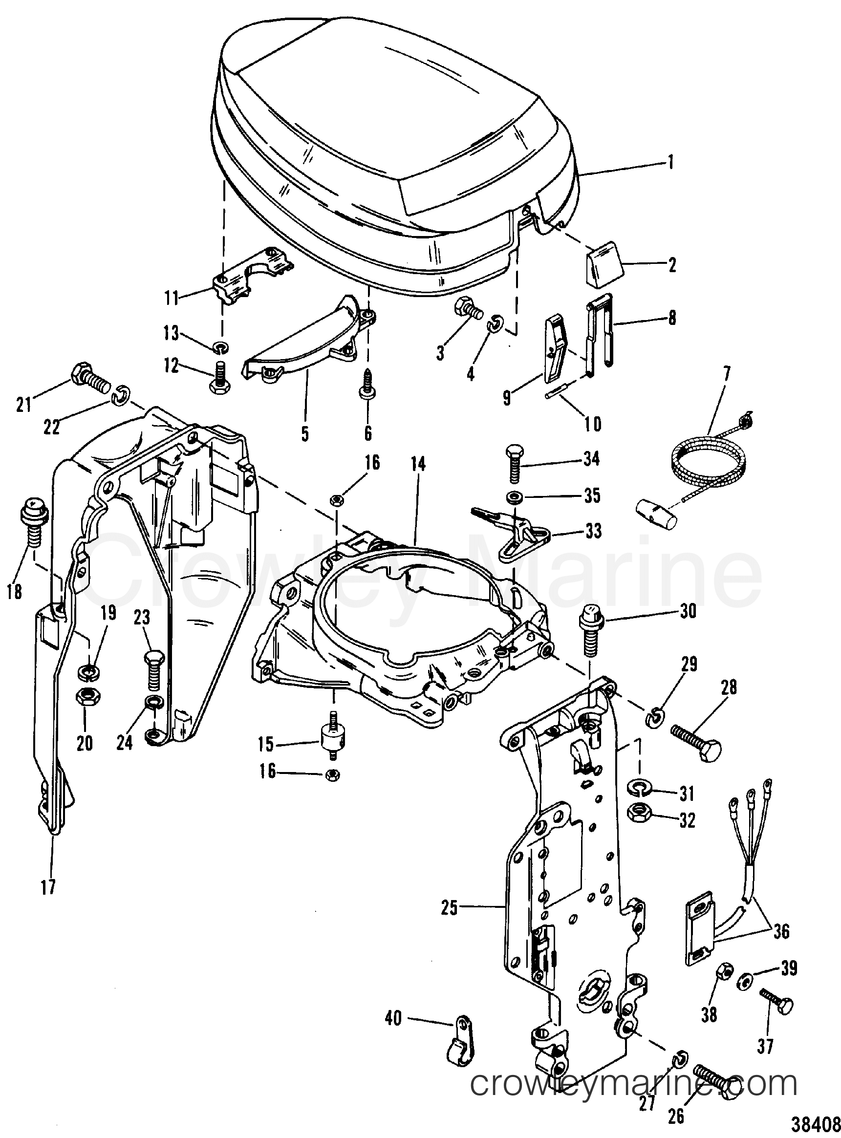 1984 Outboard 90 [ELPT] - 7090624 - TOP COWL AND SUPPORT BRACKETS