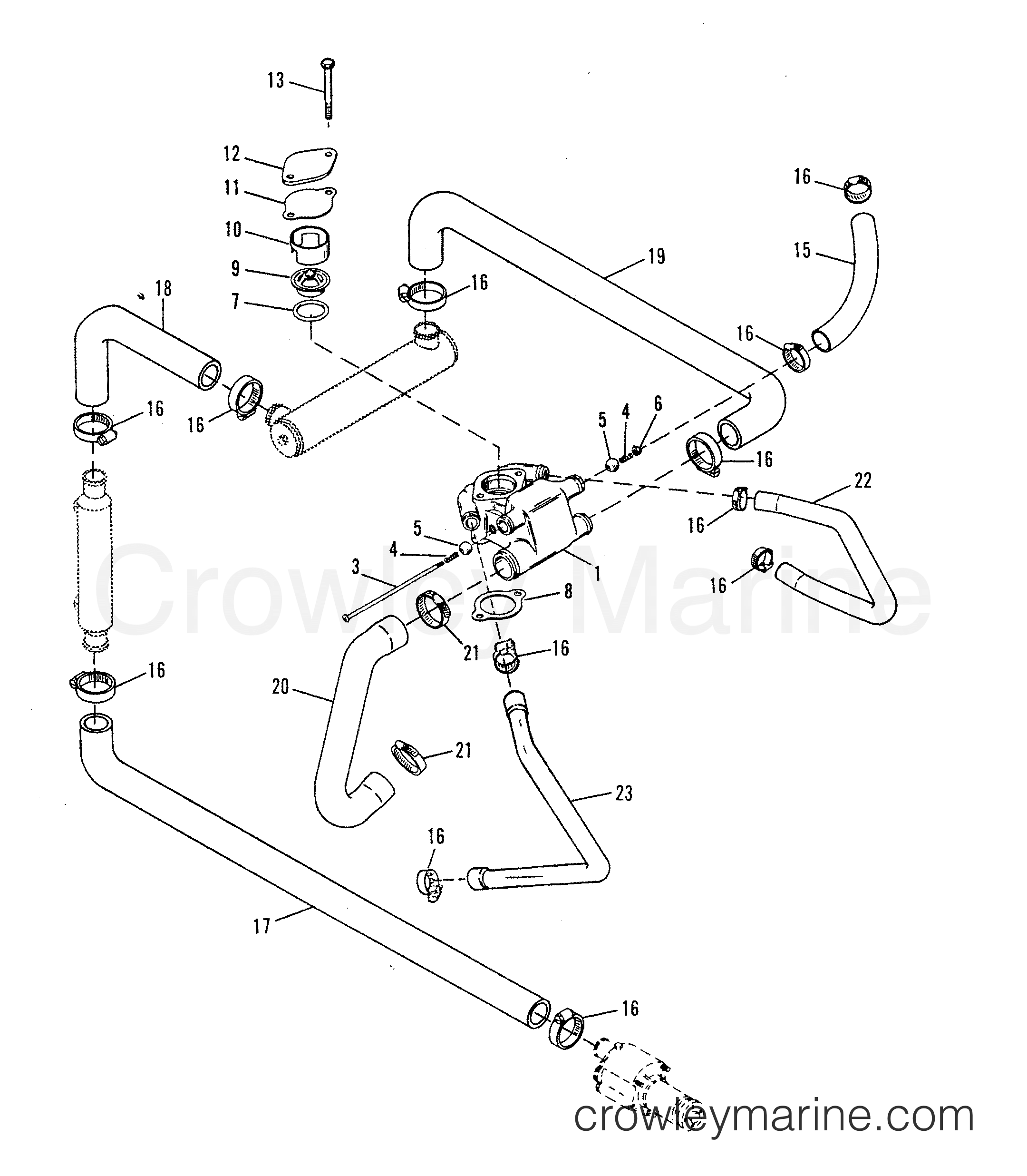 1990 Inboard Engine 8.2L - 38231D7AE - STANDARD COOLING SYSTEM