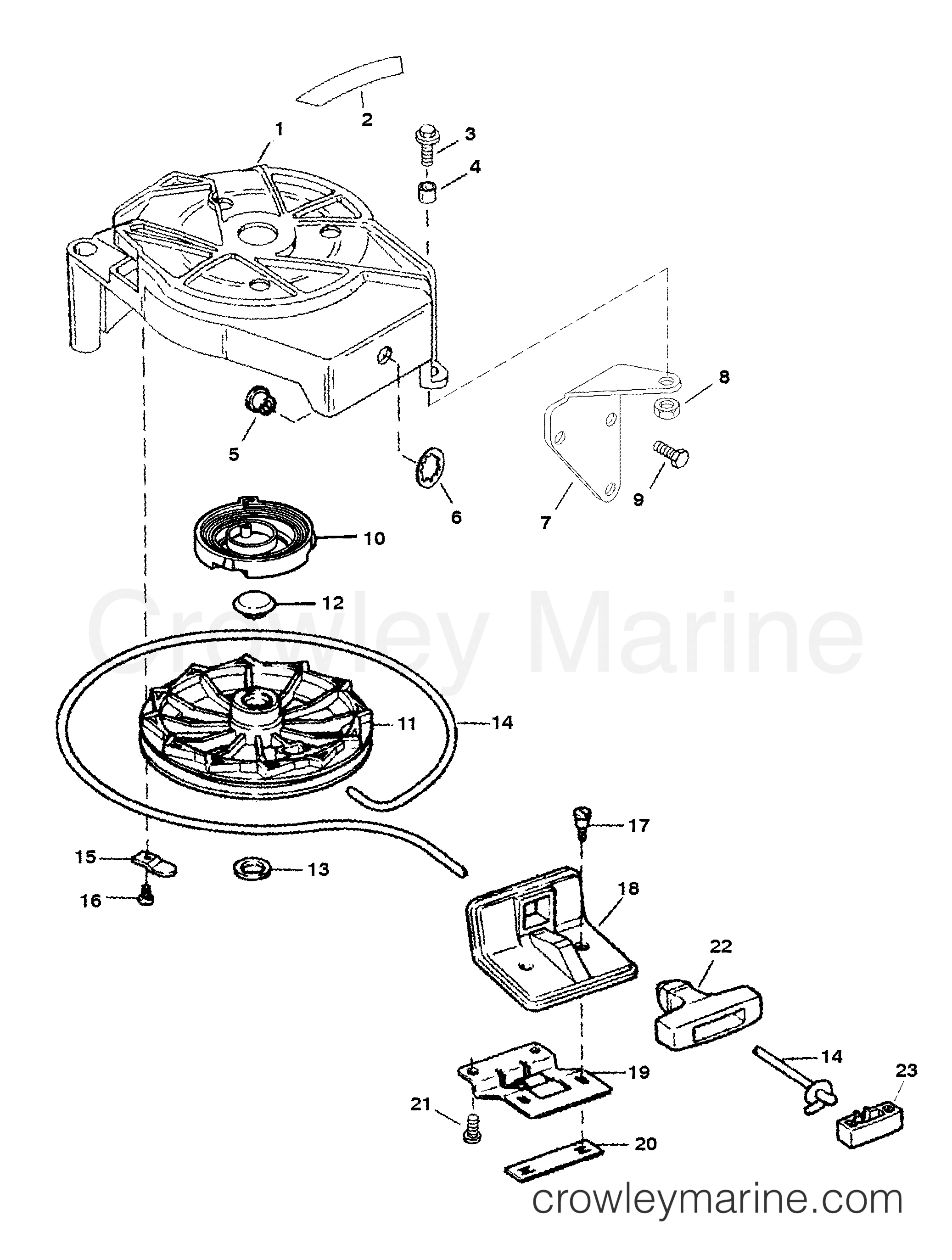 1995 Outboard 25 - H025211RD [MLH] - STARTER REWIND COMPONENTS