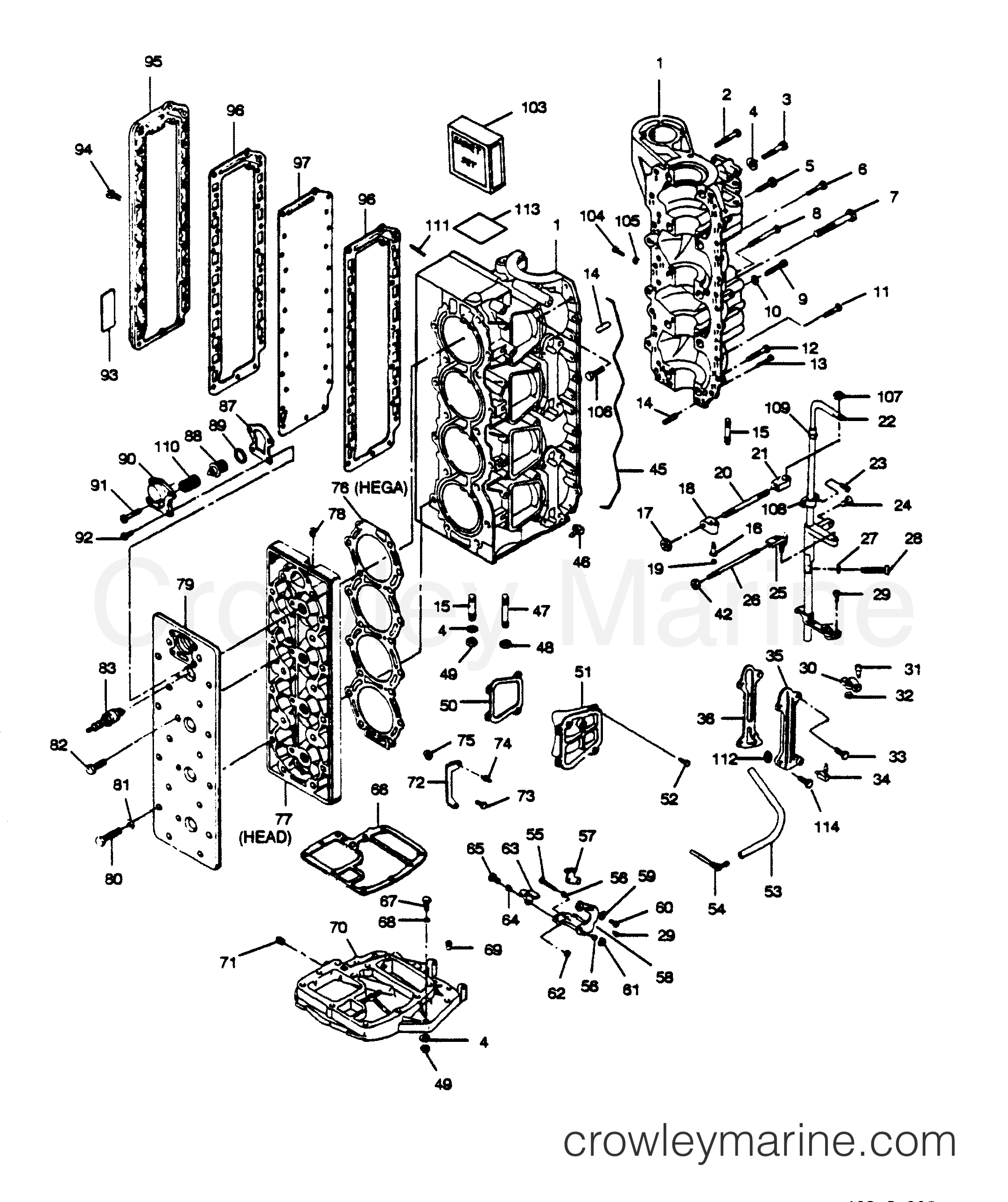 1989 Outboard 125 - 1258F9B [Force] - POWER HEAD