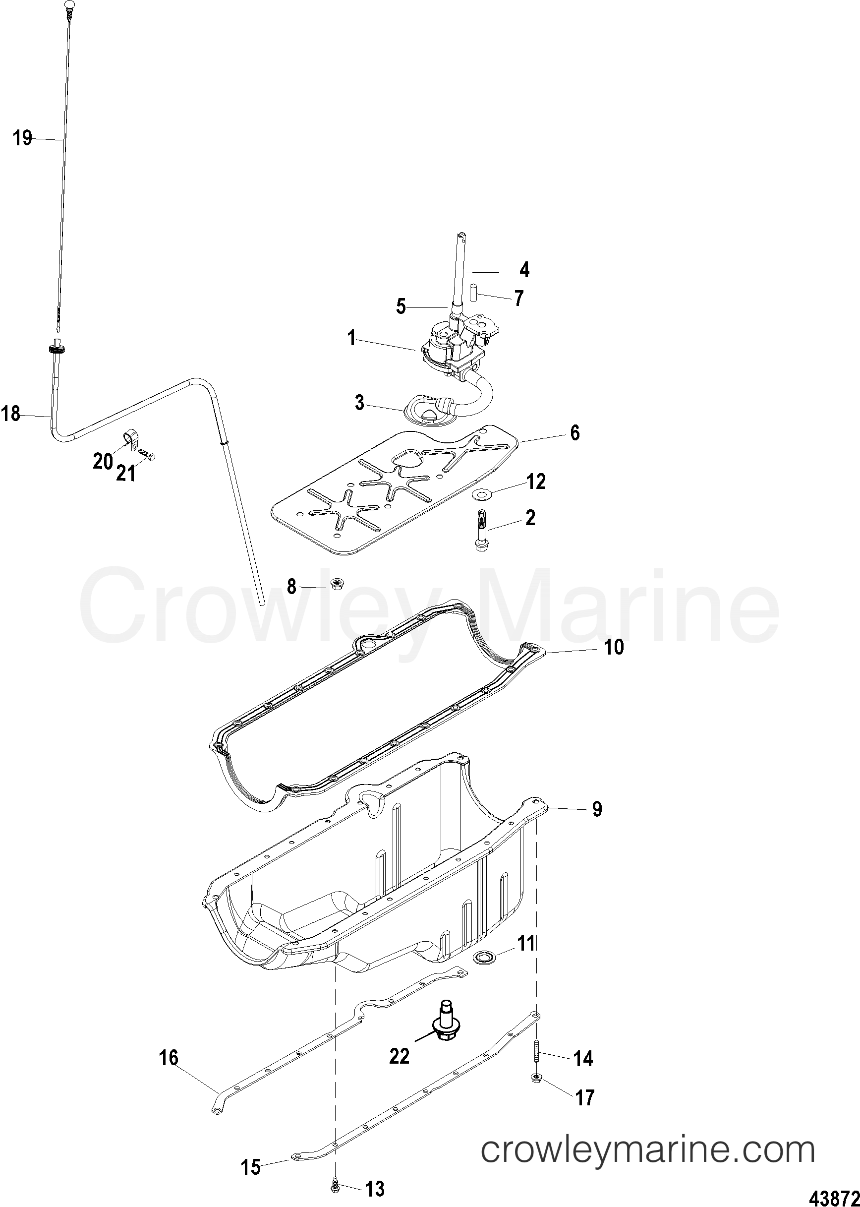 OIL PAN AND OIL PUMP 1998 Stern Drive 350 MAG [ALPHA MPI] 444106LUU