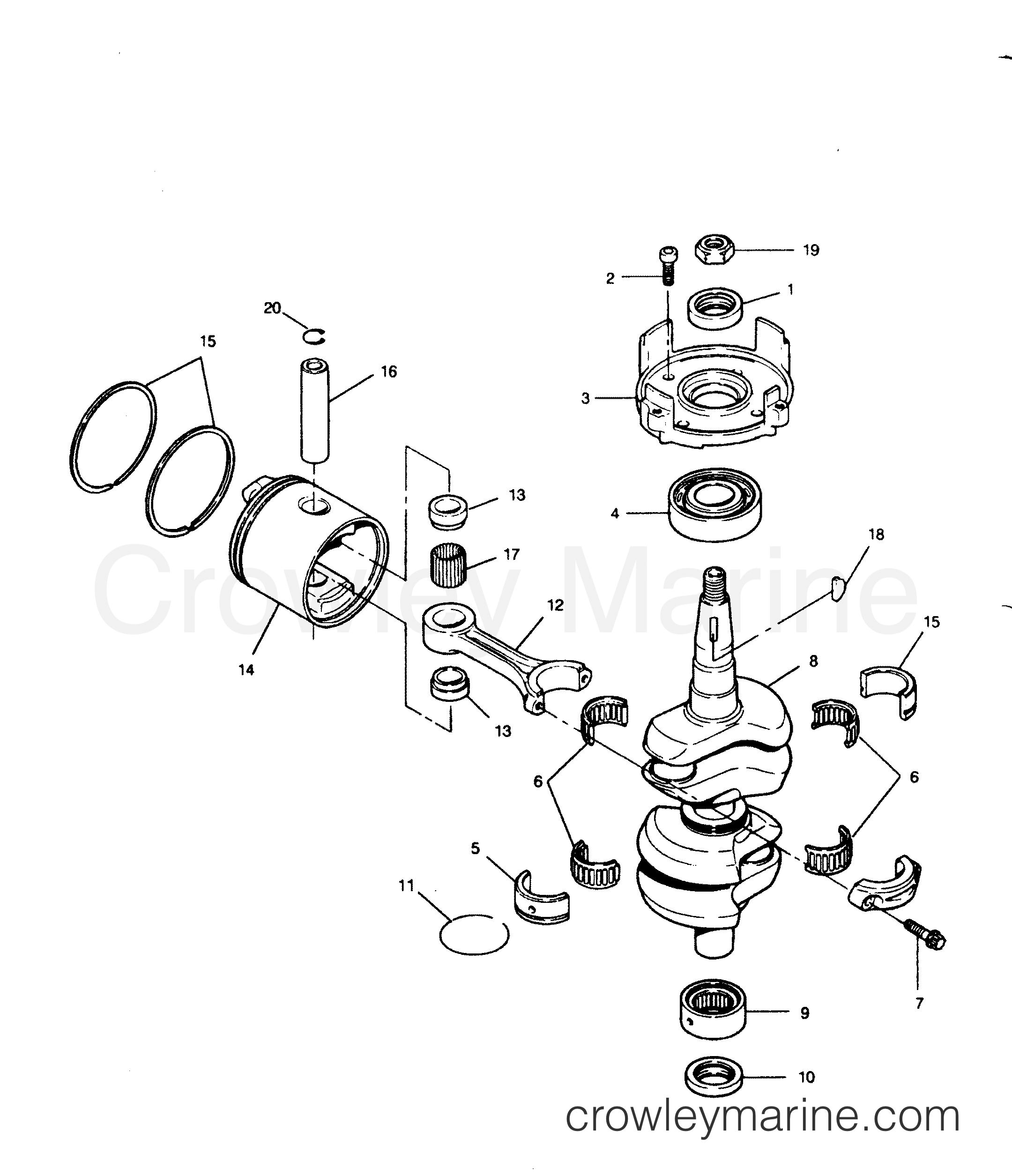 1991 Outboard 50 - 507A91C [Force] - CRANKSHAFT AND PISTON