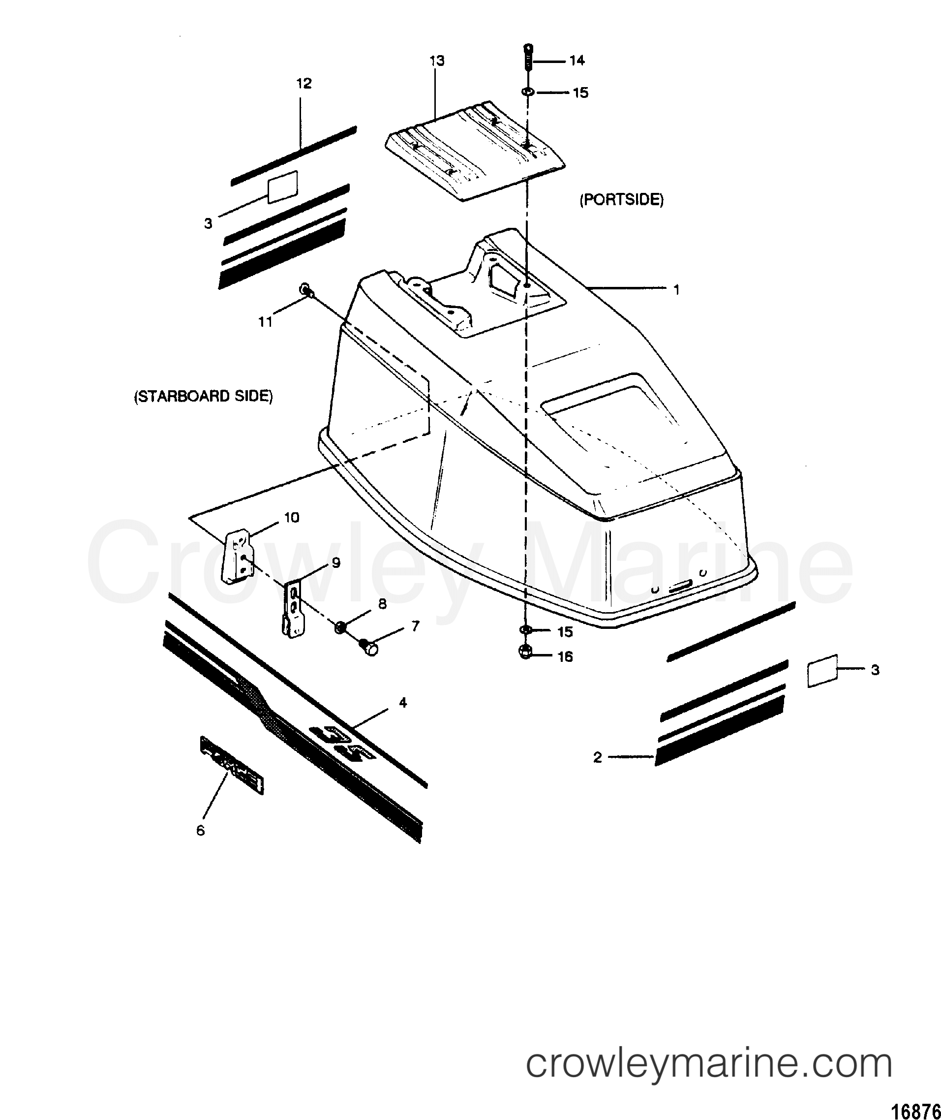 1989 Outboard 35 - H0357B89A [A] - ENGINE COVER (FORCE MODELS)