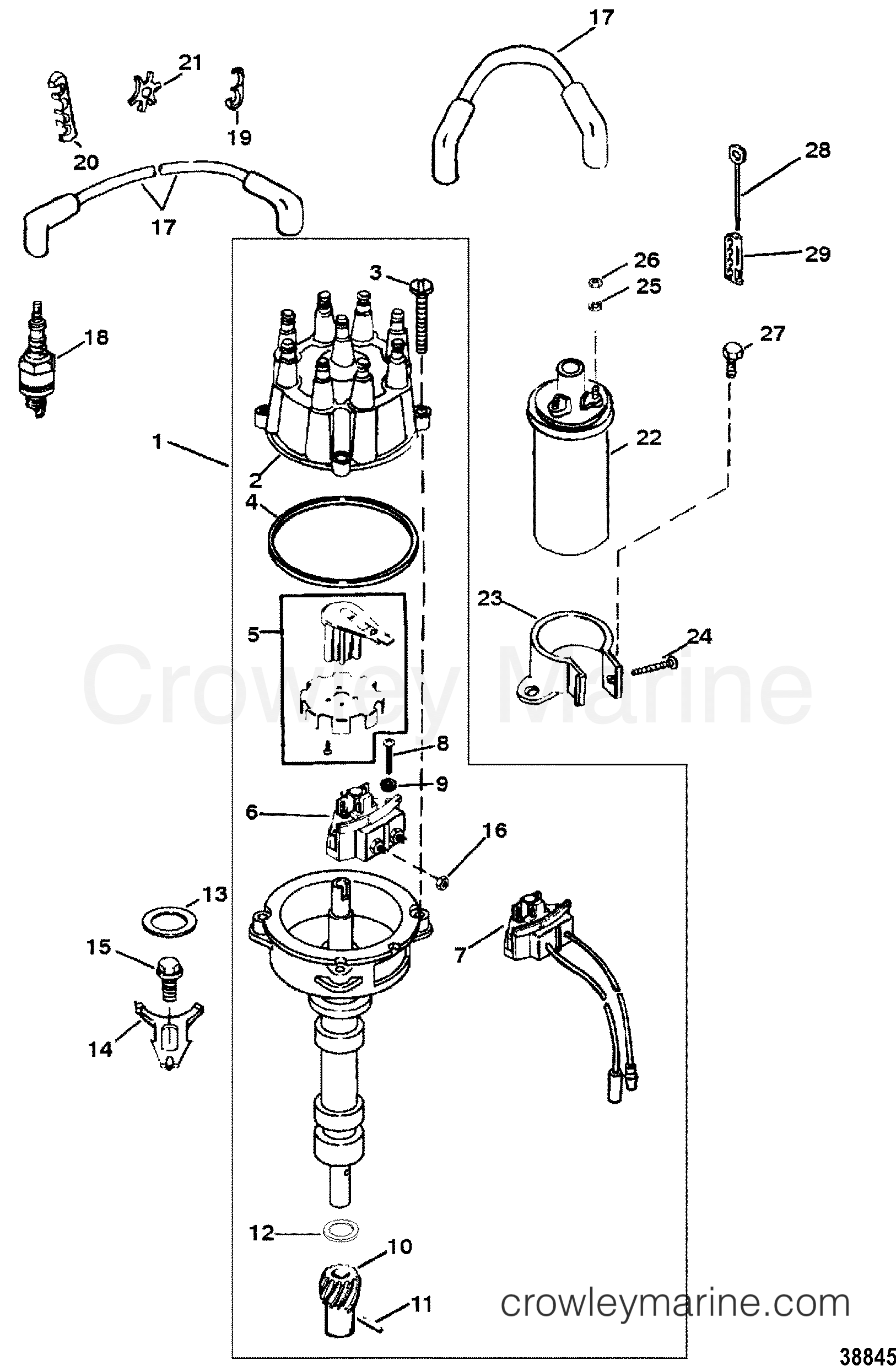 DISTRIBUTOR AND IGNITION COMPONENTS - 1991 Mercruiser 7.4L ... rotax 380 engine diagram 