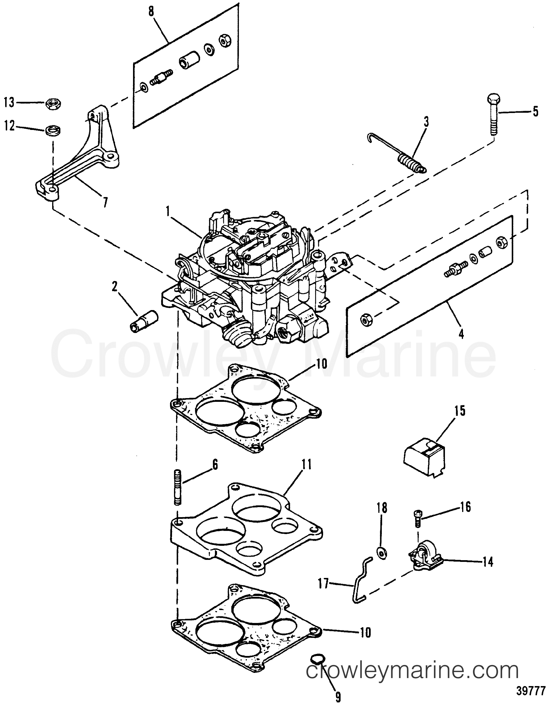 1982 Inboard Engine 260 - 3267922 - CARBURETOR AND LINKAGE