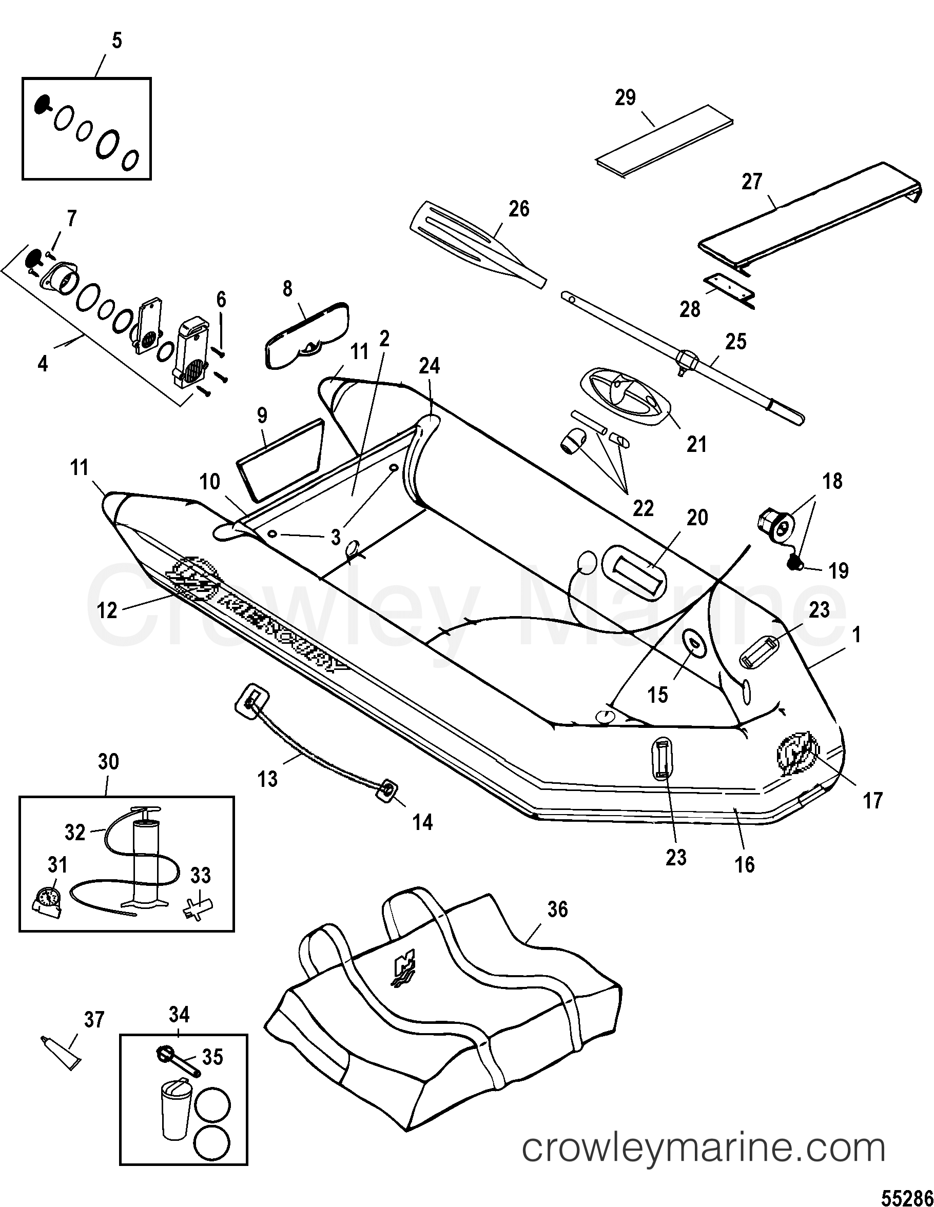 Serial Range Inflatable Boat Mercury PVCSoft Bottom 2014-and UP - All & Up - ROLL UP MODELS(240)
