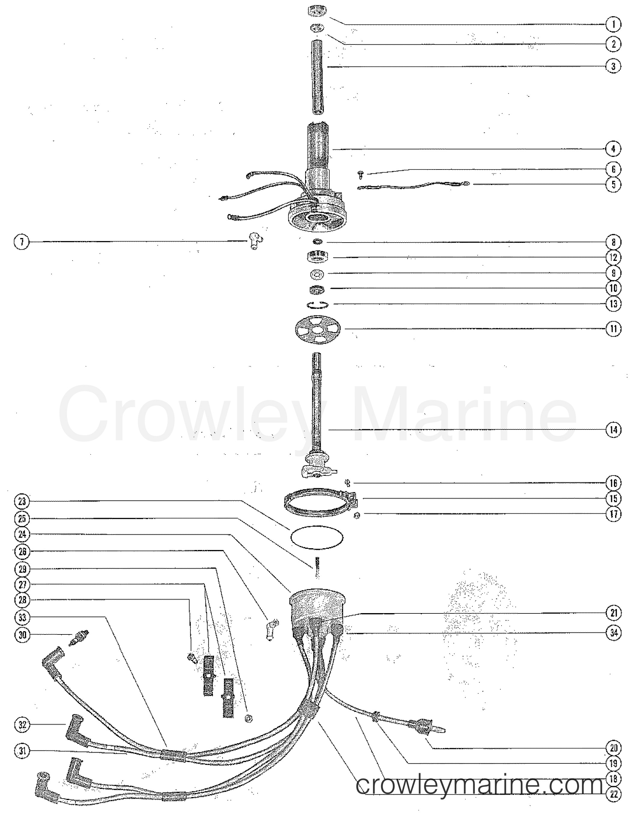 DISTRIBUTOR HOUSING AND ROTOR 1975 Mercury Outboard 85 1850525